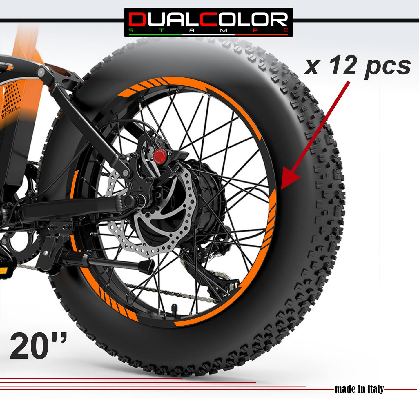 DualColorStampe Adesivi Cerchi Bici FAT BIKE 20'' - Stickers per Ruote Fat Bike MTB, Accessori Bici COD. B0206