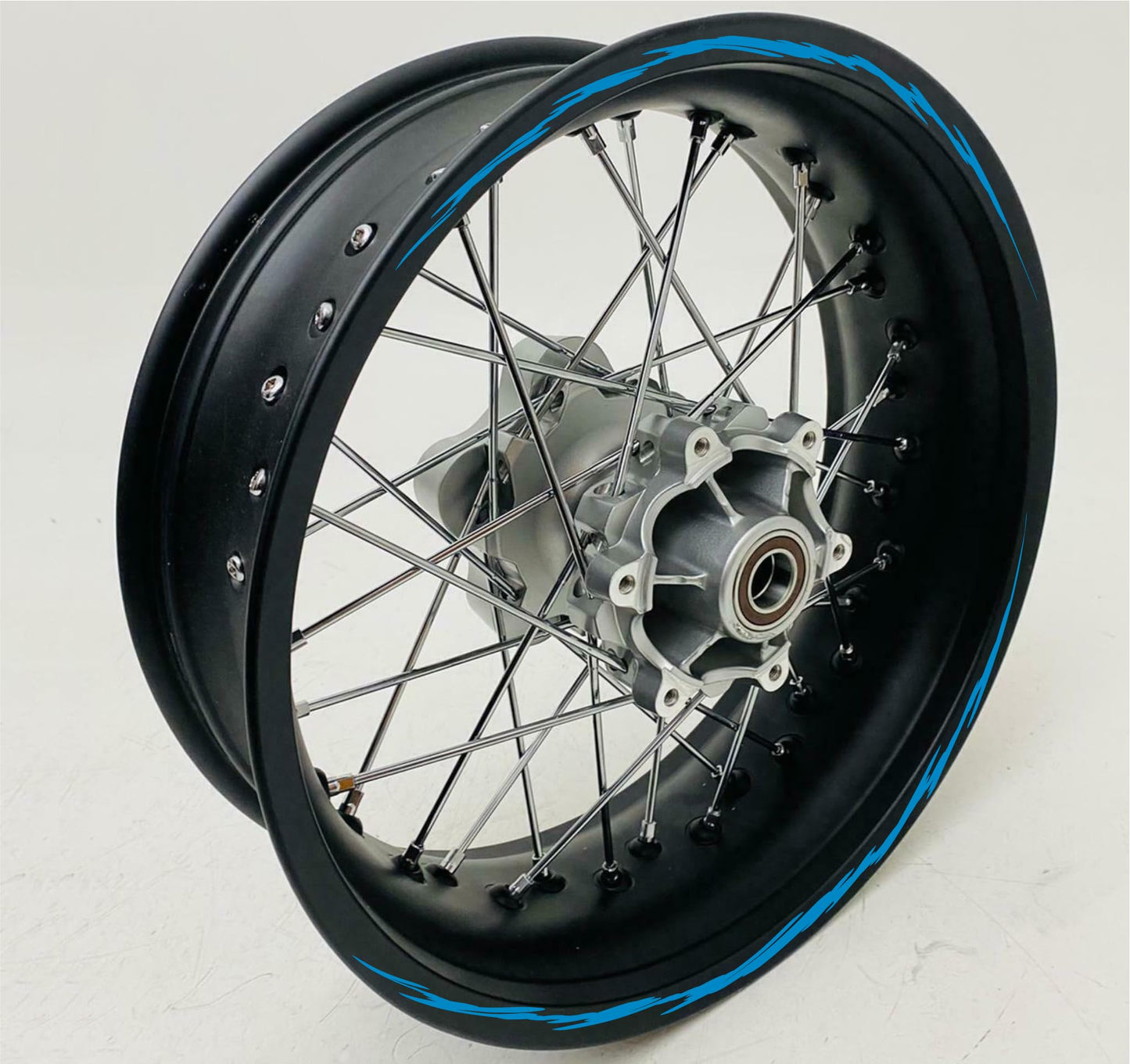 DualColorStampe Confezione Adesivi Set Completo di Cerchi Strisce per Moto per 2 Ruote da 15'' pollici strips Design racing COD.D0095