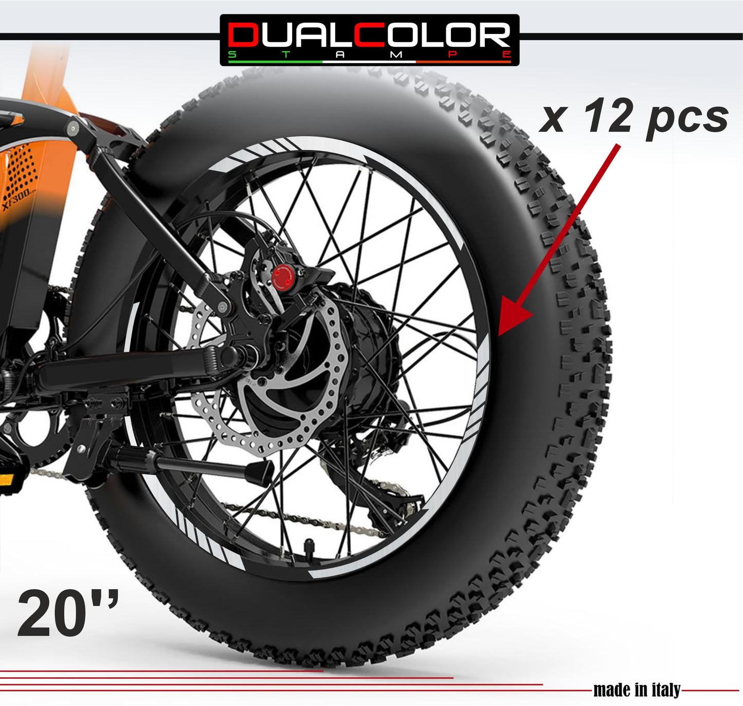 DualColorStampe Adesivi Cerchi Bici FAT BIKE 20'' - Stickers per Ruote Fat Bike MTB, Accessori Bici COD. B0206