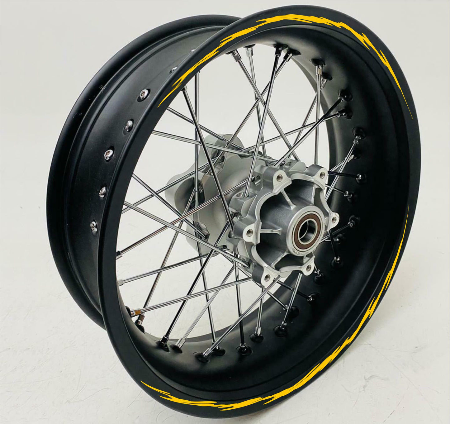 DualColorStampe Confezione Adesivi Set Completo di Cerchi Strisce per Moto per 2 Ruote da 15'' pollici strips Design racing COD.D0095