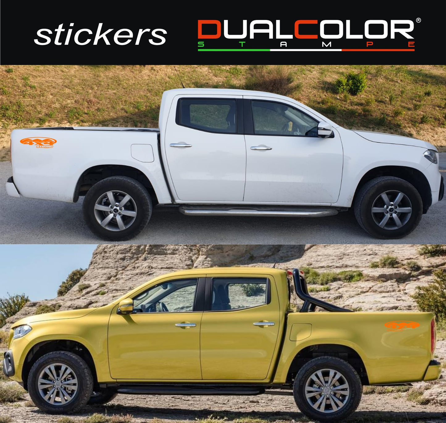 DualColorStampe® Adesivi 4x4 per Pickup e Auto - Resistenti e Impermeabili - Ideali per Tutti i Modelli - Set da 2 Pezzi decal auto tuning 0420