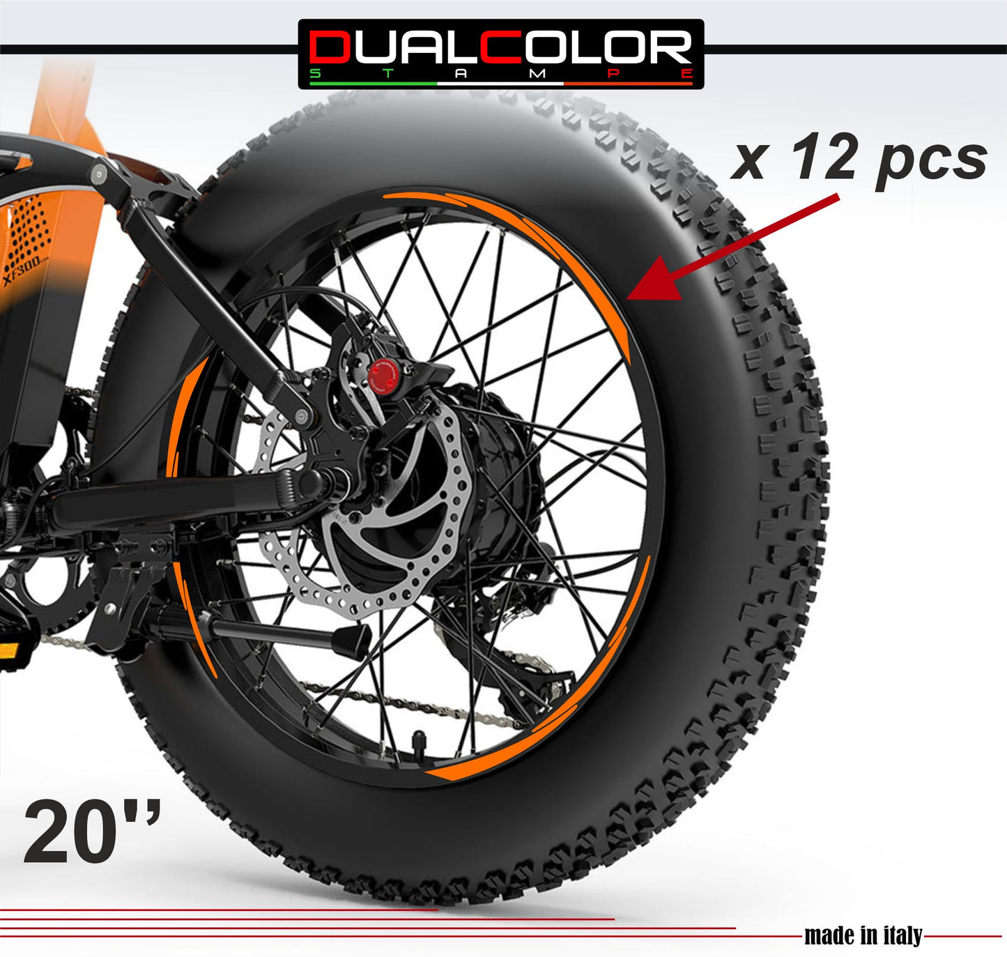 DualColorStampe Adesivi Cerchi Bici FAT BIKE 20'' Pollici Ruota Bici accessori Fat bike MTB Stickers Cerchi COD. B0203