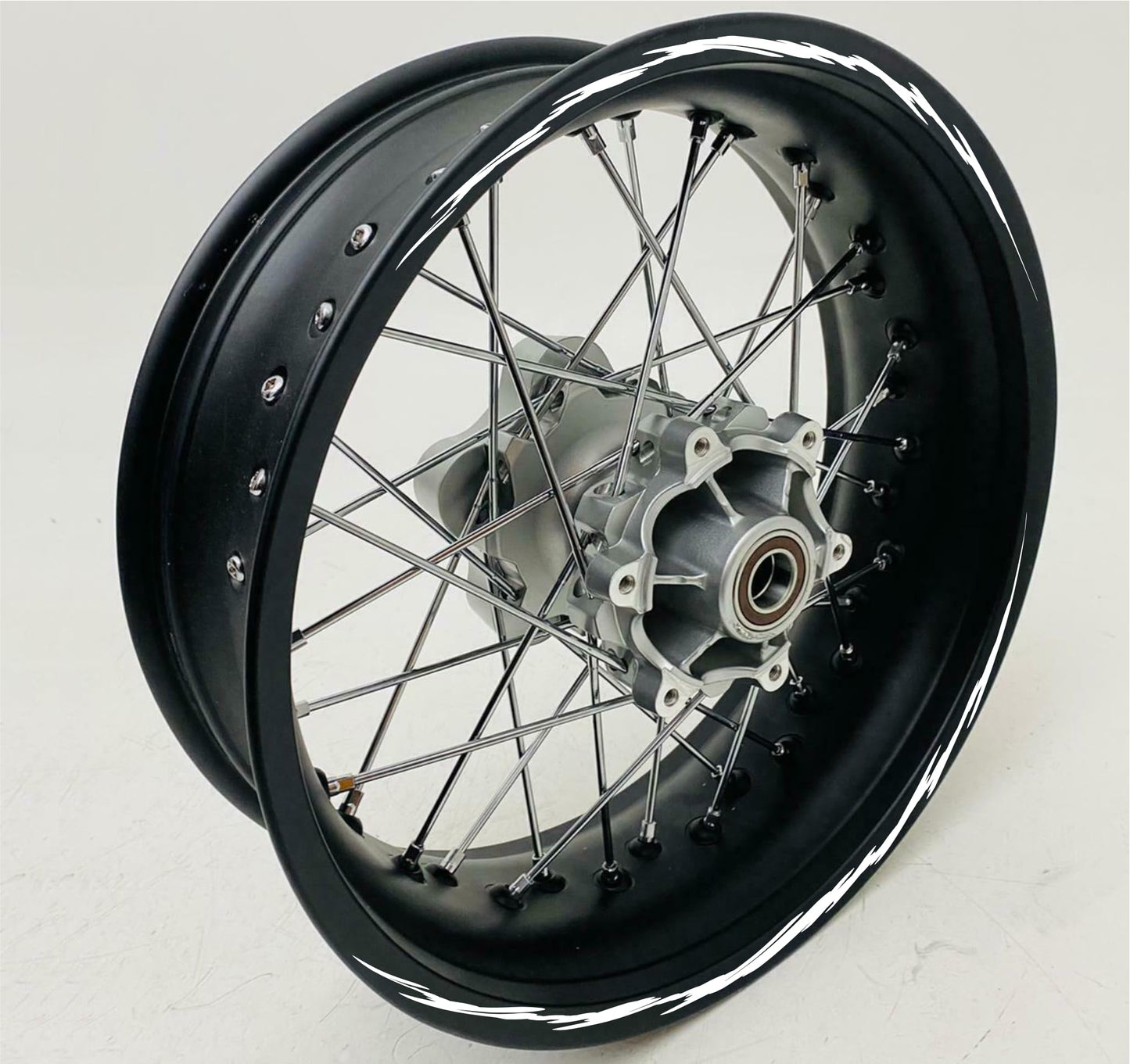 DualColorStampe Confezione Adesivi Set Completo di Cerchi Strisce per Moto per 2 Ruote da 15'' pollici strips Design racing COD.D0095