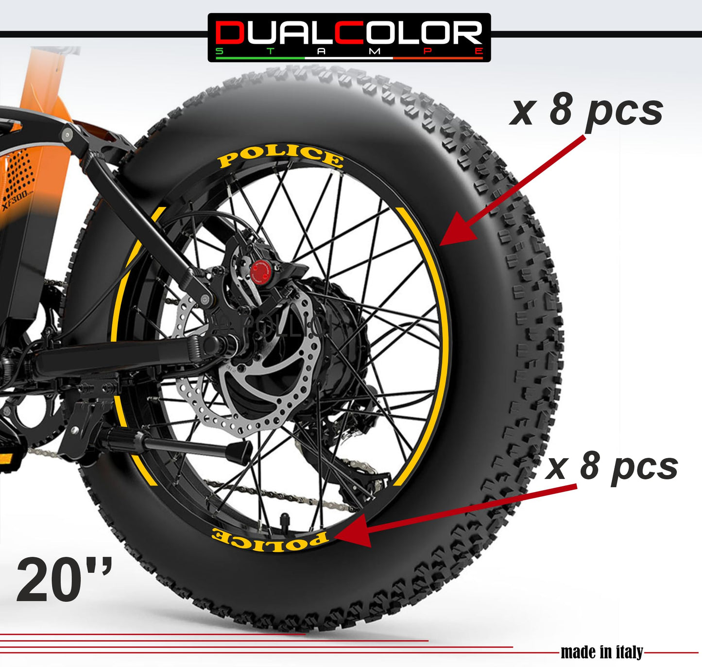 DualColorStampe Adesivi Cerchi Bici FAT BIKE 20'' - Stickers per Ruote Fat Bike MTB, Accessori Bici COD. B0205