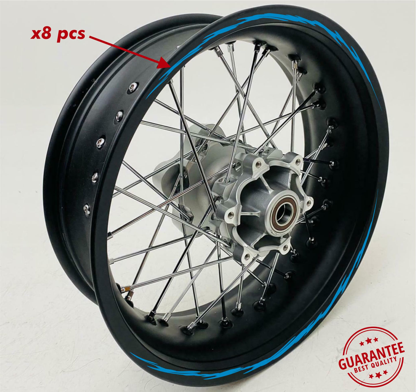 DualColorStampe Confezione Adesivi Set Completo di Cerchi Strisce per Moto per 2 Ruote da 15'' pollici strips Design racing COD.D0095
