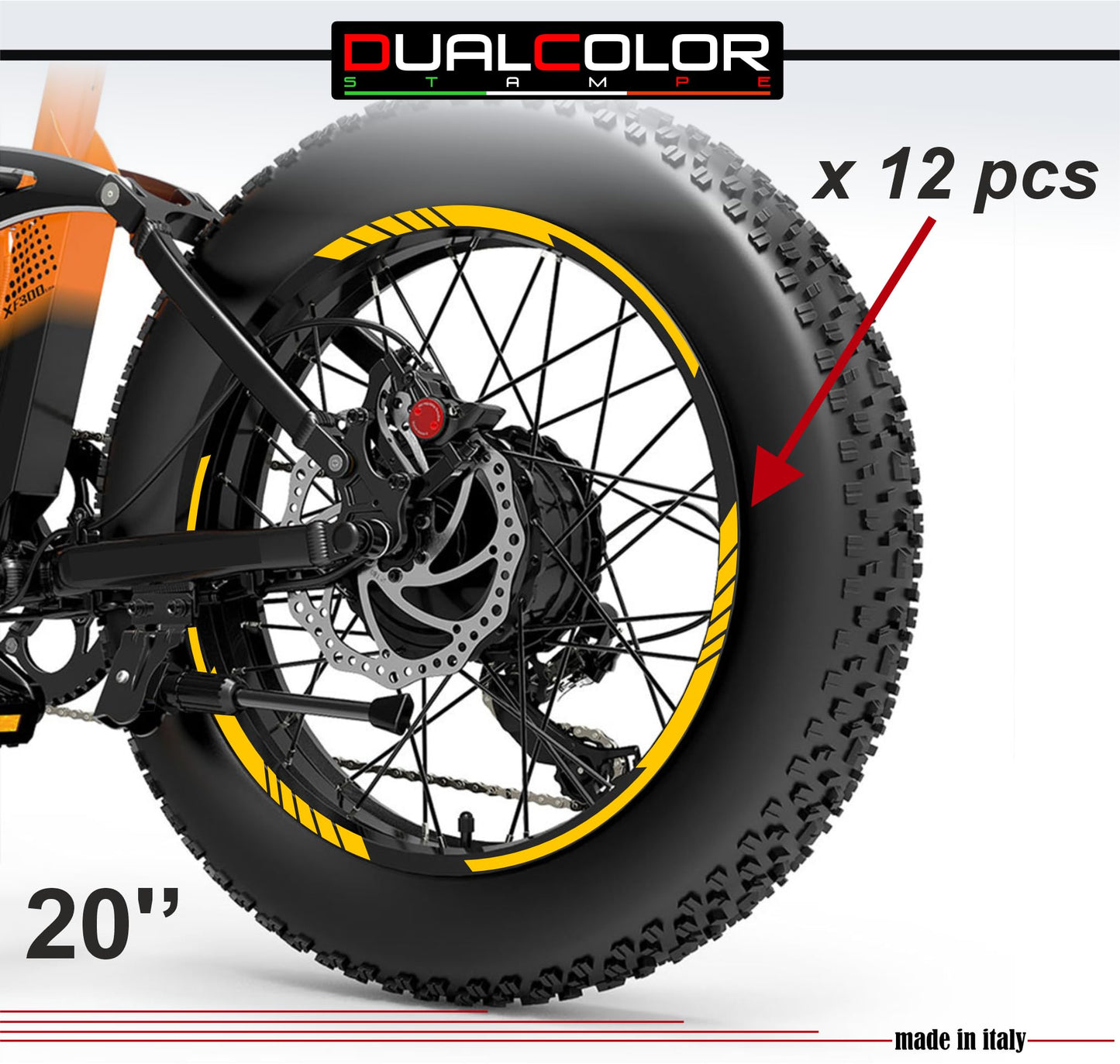 DualColorStampe Adesivi Cerchi Bici FAT BIKE 20'' - Stickers per Ruote Fat Bike MTB, Accessori Bici COD. B0206