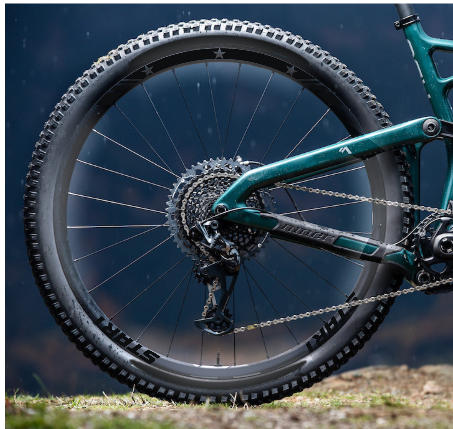 DualColorStampe Adesivi Cerchi Bici 26'' - 27,5'' - 28-29'' Pollici Ruota Bici MTB Bike Stickers Cerchi MTB BDC Stelle stars start B0210