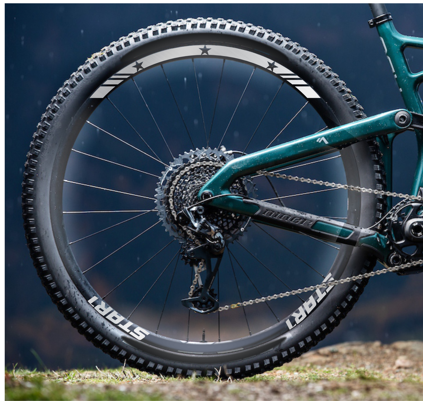 DualColorStampe Adesivi Cerchi Bici 26'' - 27,5'' - 28-29'' Pollici Ruota Bici MTB Bike Stickers Cerchi MTB BDC Stelle stars start B0210