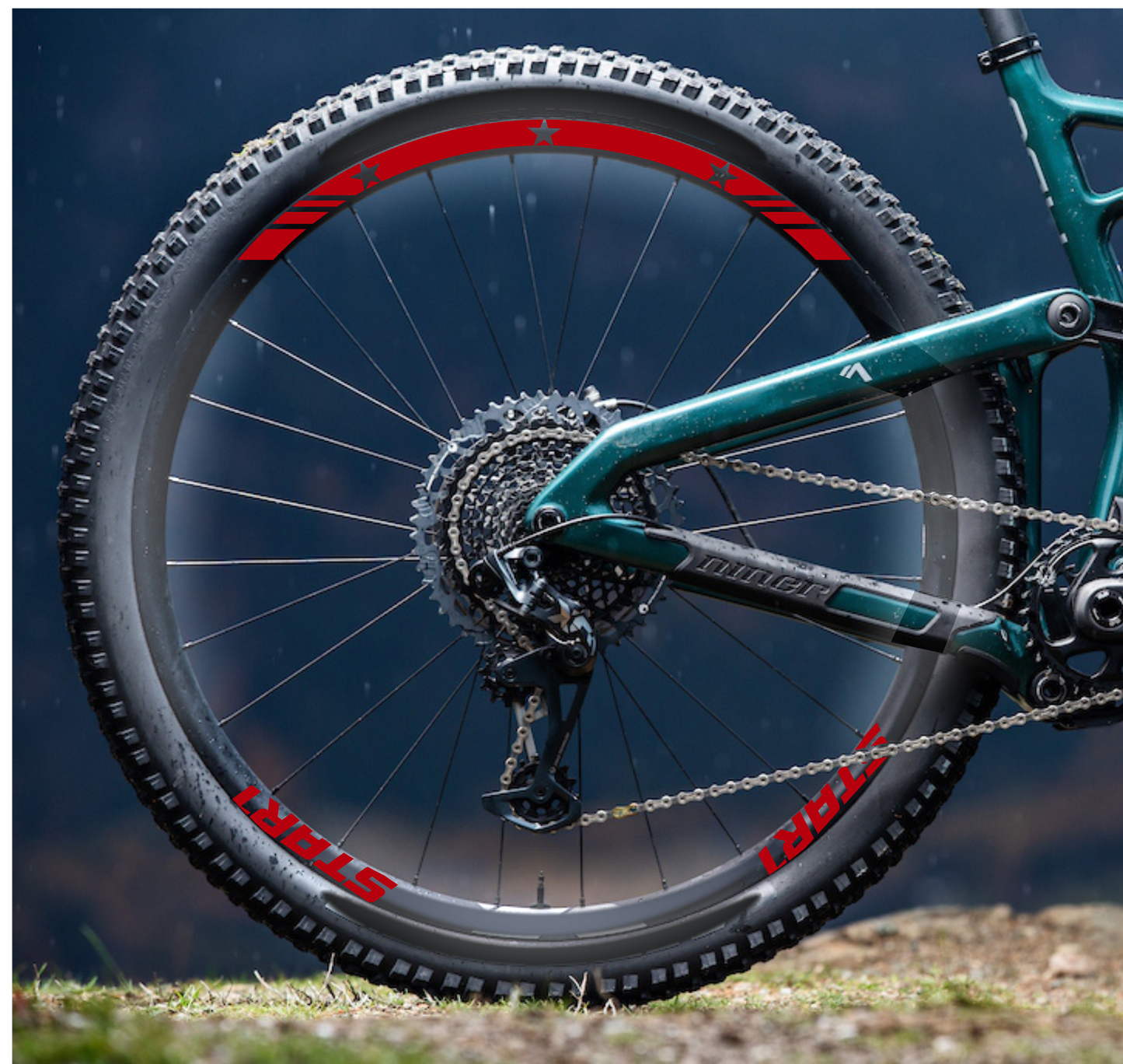 DualColorStampe Adesivi Cerchi Bici 26'' - 27,5'' - 28-29'' Pollici Ruota Bici MTB Bike Stickers Cerchi MTB BDC Stelle stars start B0210