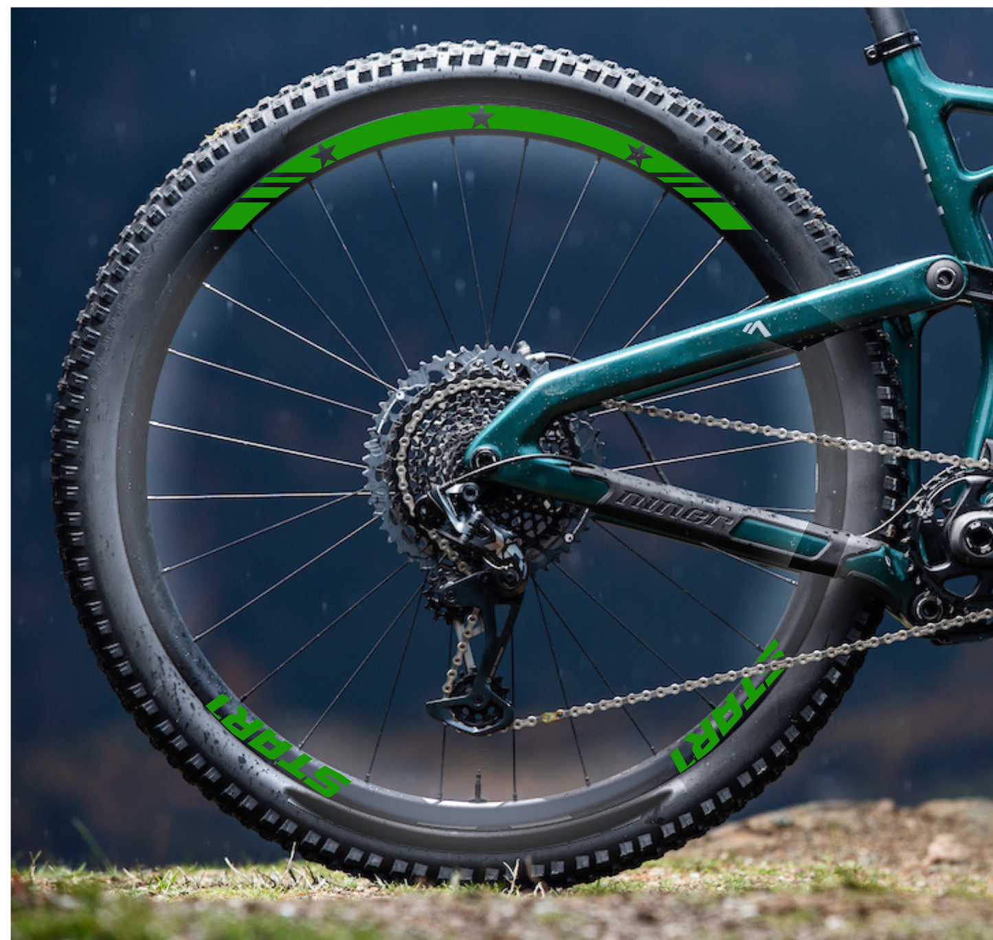 DualColorStampe Adesivi Cerchi Bici 26'' - 27,5'' - 28-29'' Pollici Ruota Bici MTB Bike Stickers Cerchi MTB BDC Stelle stars start B0210