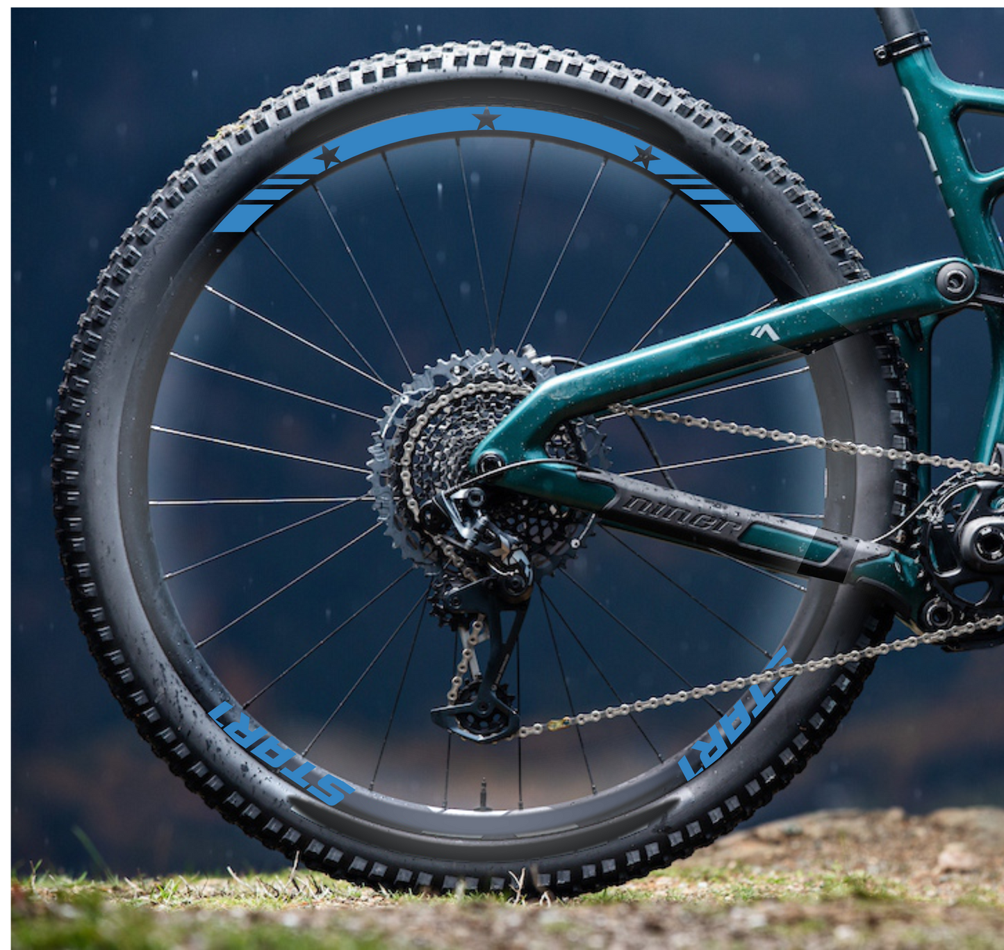 DualColorStampe Adesivi Cerchi Bici 26'' - 27,5'' - 28-29'' Pollici Ruota Bici MTB Bike Stickers Cerchi MTB BDC Stelle stars start B0210