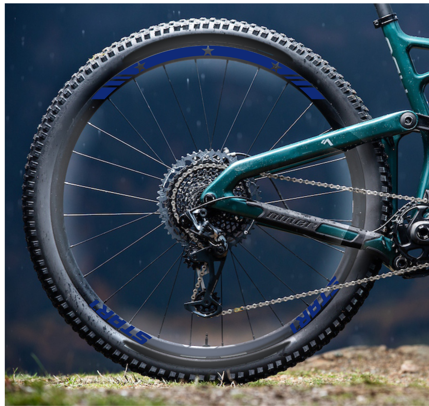 DualColorStampe Adesivi Cerchi Bici 26'' - 27,5'' - 28-29'' Pollici Ruota Bici MTB Bike Stickers Cerchi MTB BDC Stelle stars start B0210