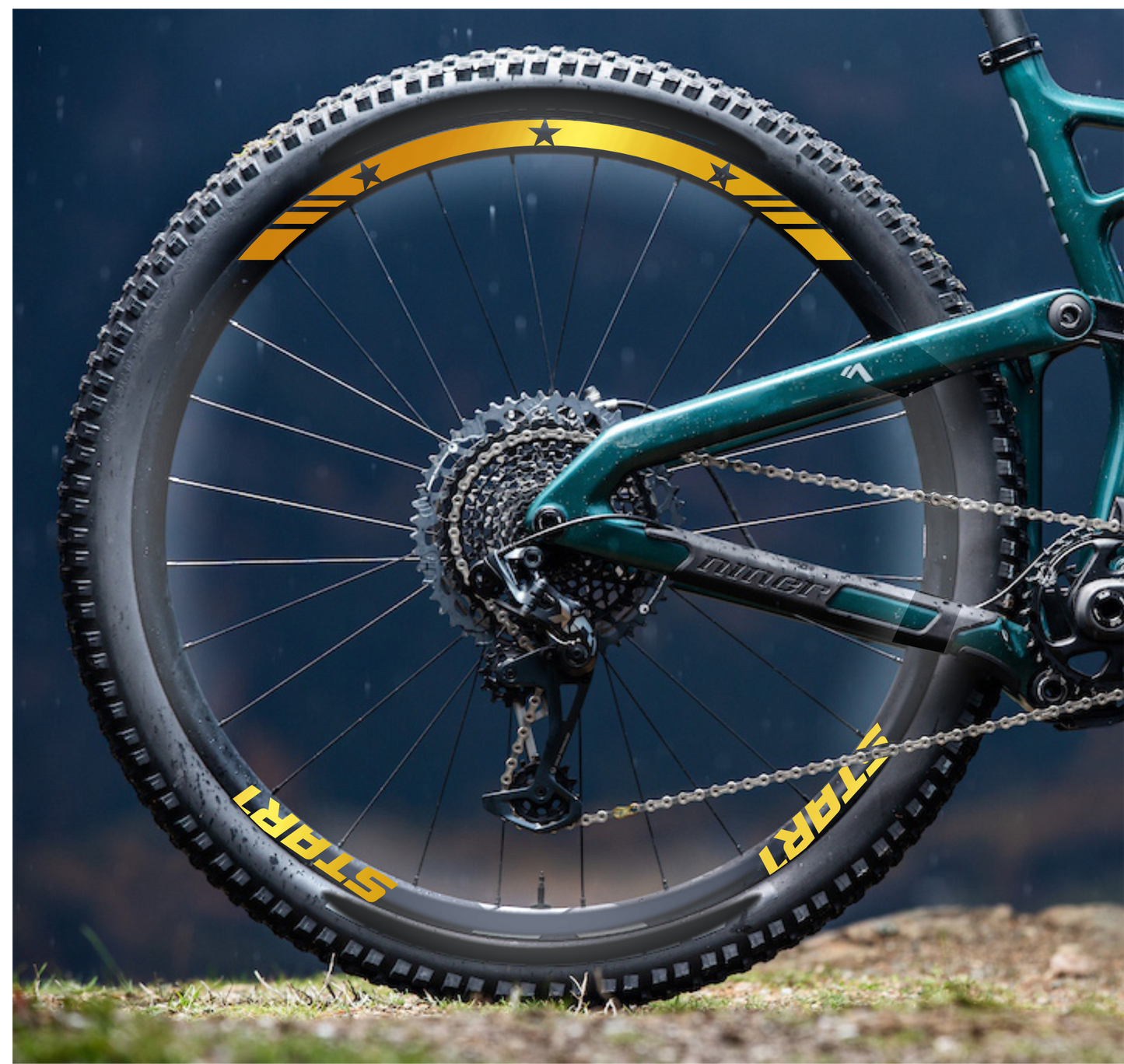 DualColorStampe Adesivi Cerchi Bici 26'' - 27,5'' - 28-29'' Pollici Ruota Bici MTB Bike Stickers Cerchi MTB BDC Stelle stars start B0210