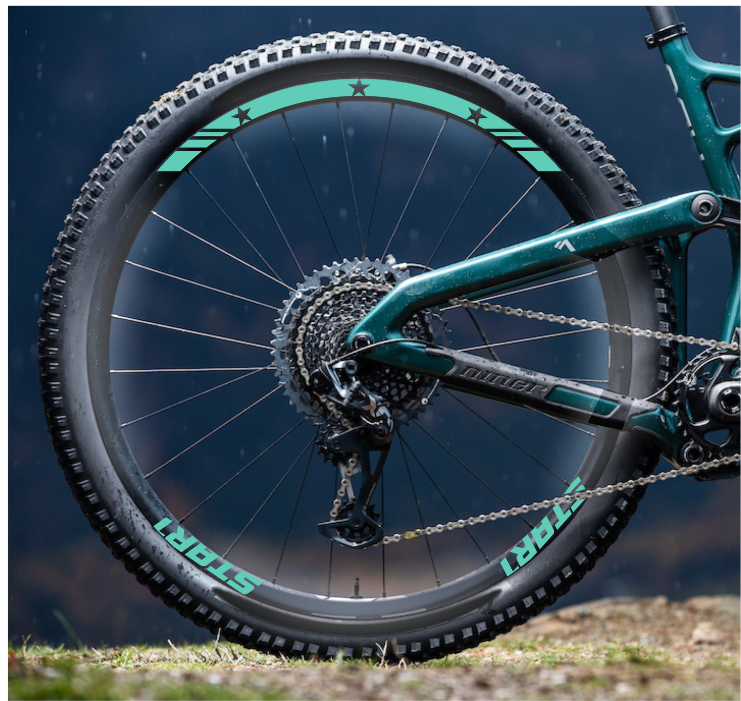 DualColorStampe Adesivi Cerchi Bici 26'' - 27,5'' - 28-29'' Pollici Ruota Bici MTB Bike Stickers Cerchi MTB BDC Stelle stars start B0210