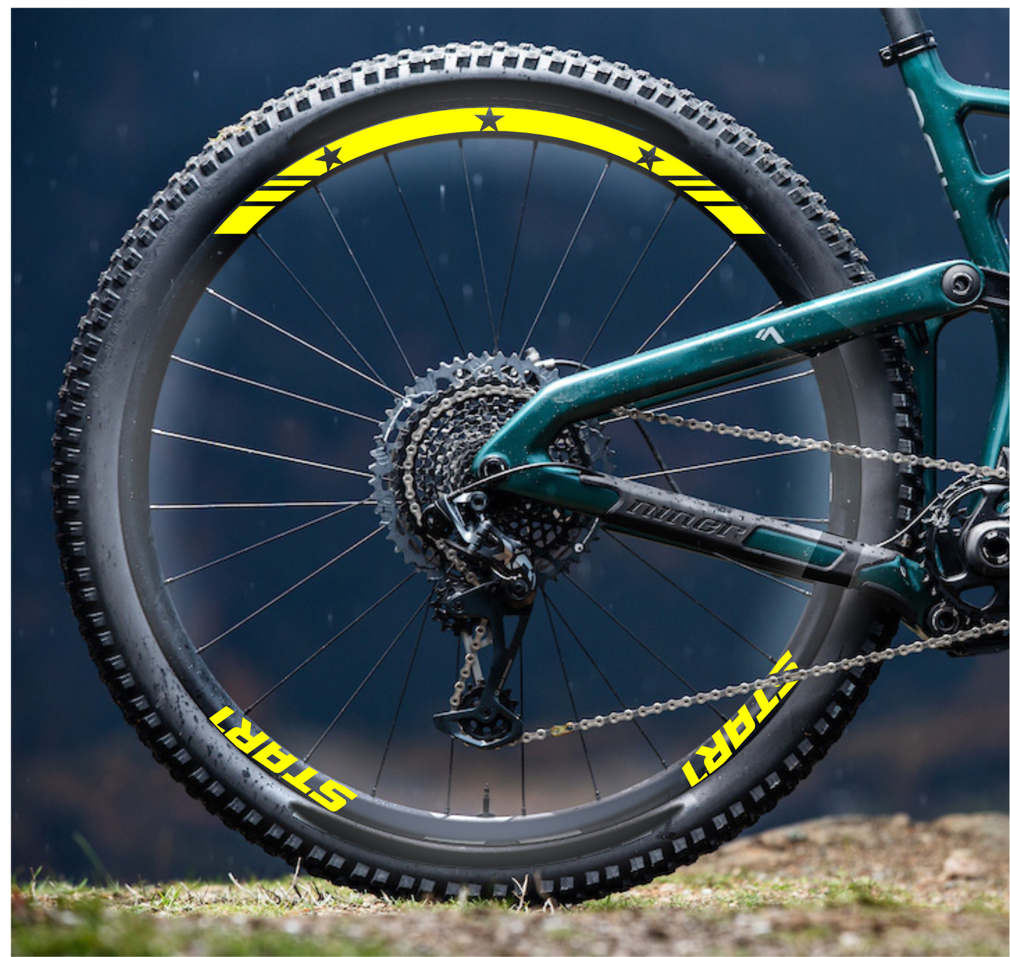 DualColorStampe Adesivi Cerchi Bici 26'' - 27,5'' - 28-29'' Pollici Ruota Bici MTB Bike Stickers Cerchi MTB BDC Stelle stars start B0210