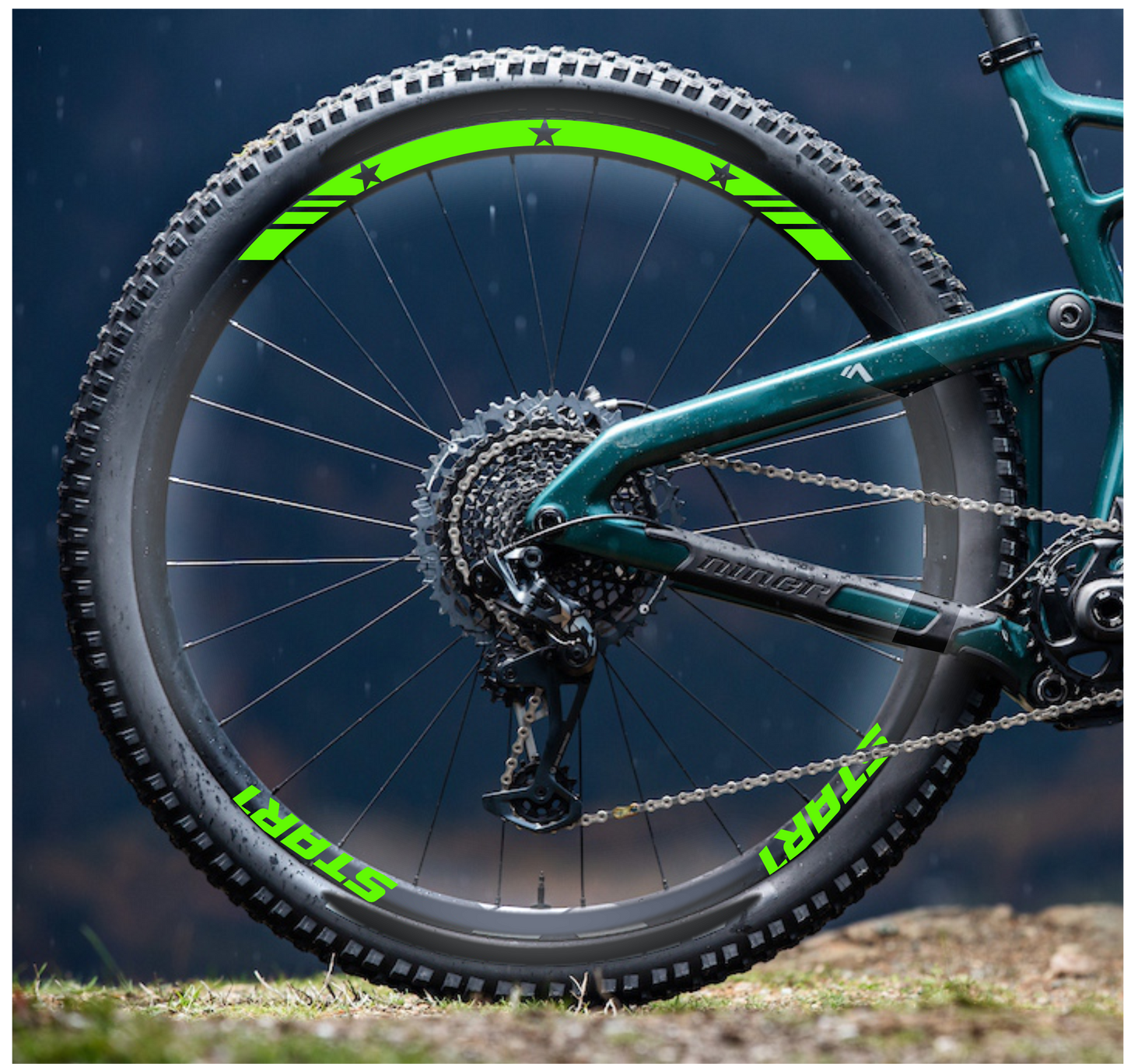 DualColorStampe Adesivi Cerchi Bici 26'' - 27,5'' - 28-29'' Pollici Ruota Bici MTB Bike Stickers Cerchi MTB BDC Stelle stars start B0210
