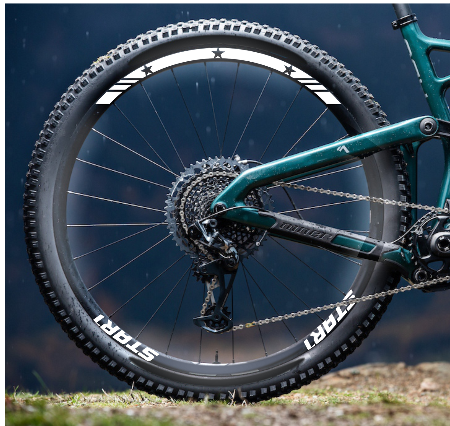 DualColorStampe Adesivi Cerchi Bici 26'' - 27,5'' - 28-29'' Pollici Ruota Bici MTB Bike Stickers Cerchi MTB BDC Stelle stars start B0210