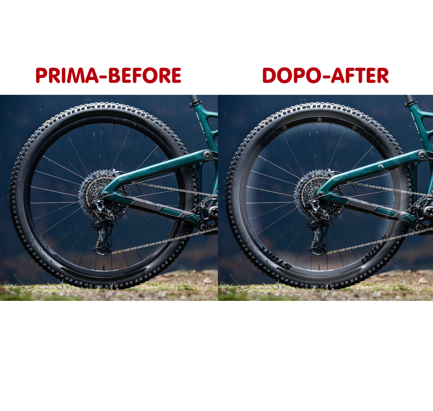 DualColorStampe Adesivi Cerchi Bici 26'' - 27,5'' - 28-29'' Pollici Ruota Bici MTB Bike Stickers Cerchi MTB BDC Stelle stars start B0210