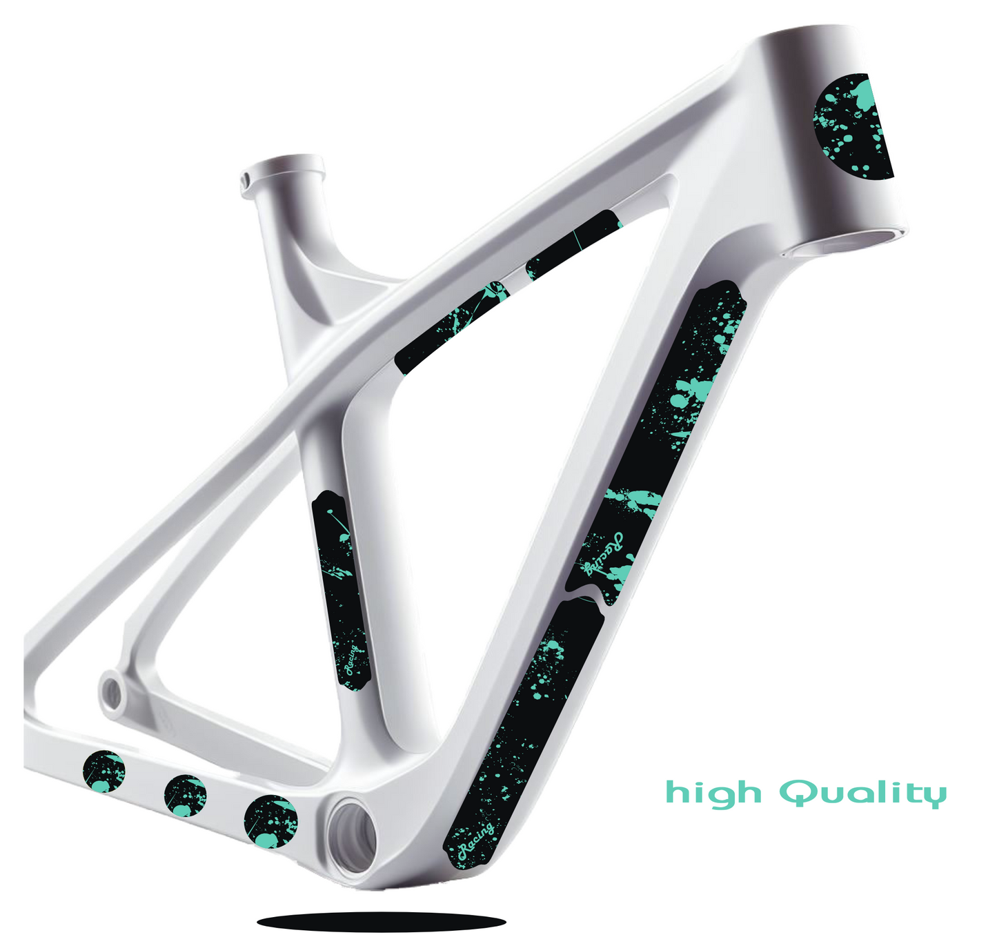 Kit 16 Adesivi Protettivi Bici Nero e Verde acqua| MTB, Corsa, Fat Bike, E-Bike B0221