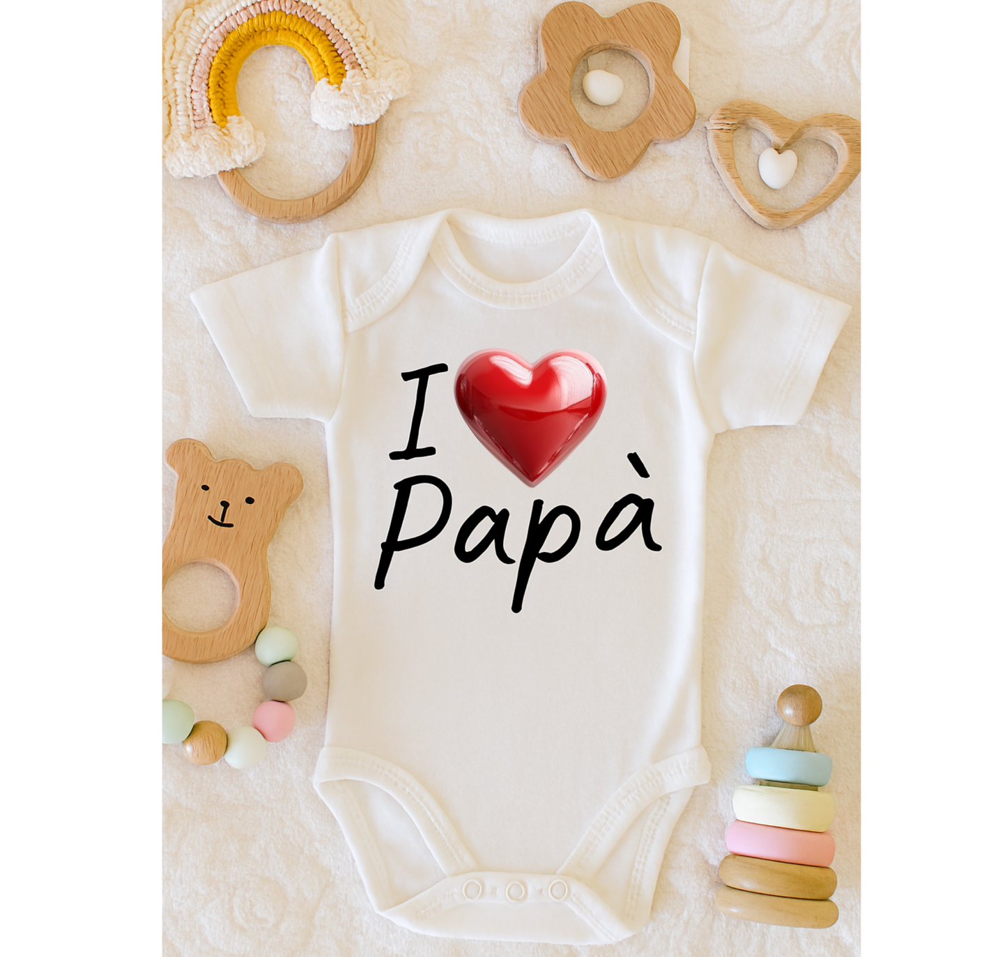 Body neonato con frase I LOVE PAPÀ 0-3 mesi 6-9 mesi | maniche corte
