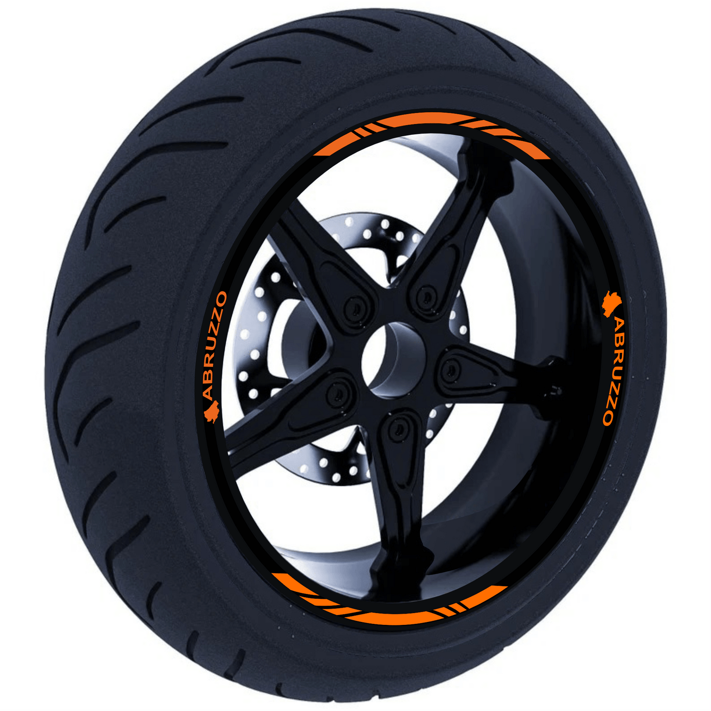 Confezione Adesivi Set Completo di Cerchi Strisce per Moto per 2 Ruote da 17'' pollici strips Design Racing ABRUZZO D0117