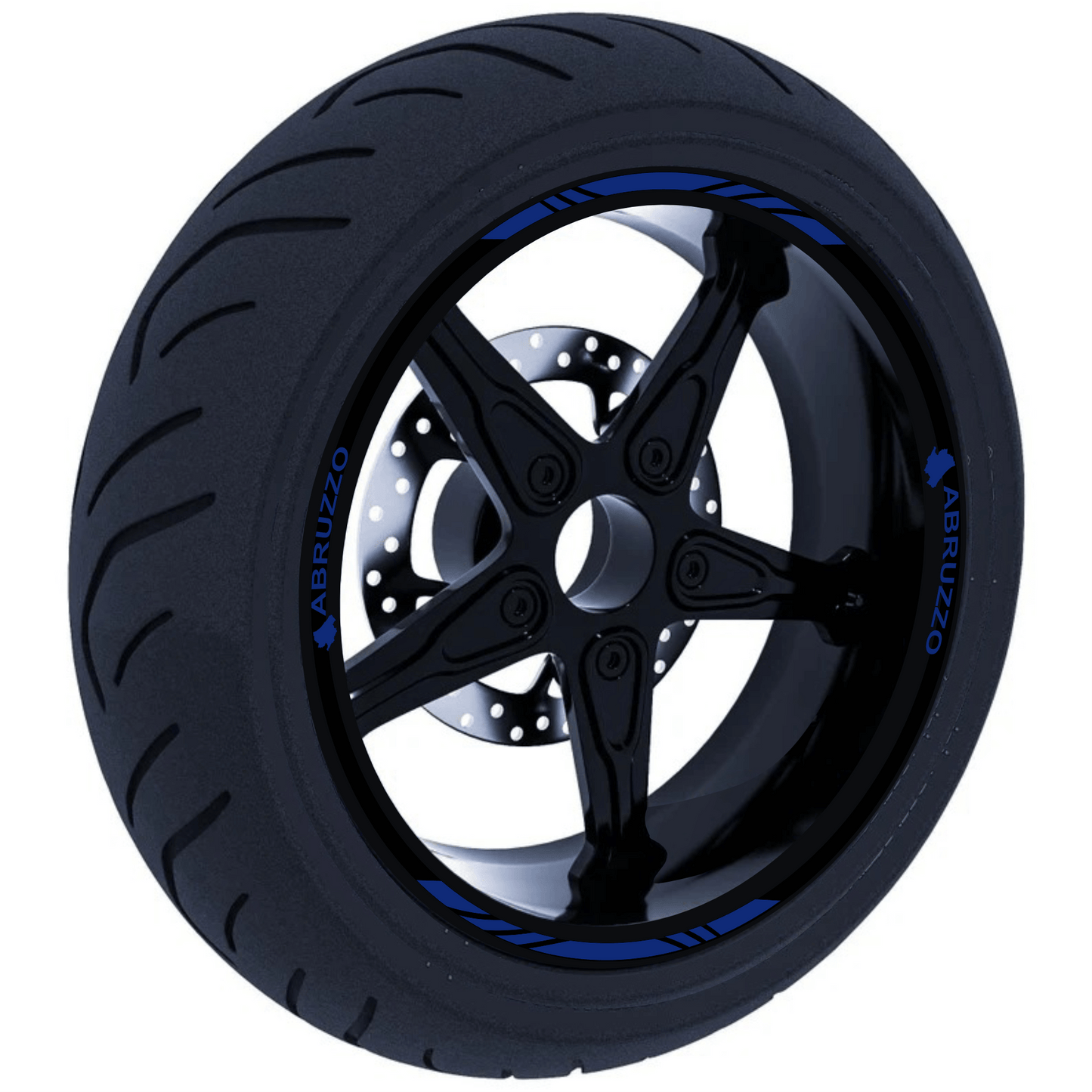 Confezione Adesivi Set Completo di Cerchi Strisce per Moto per 2 Ruote da 17'' pollici strips Design Racing ABRUZZO D0117