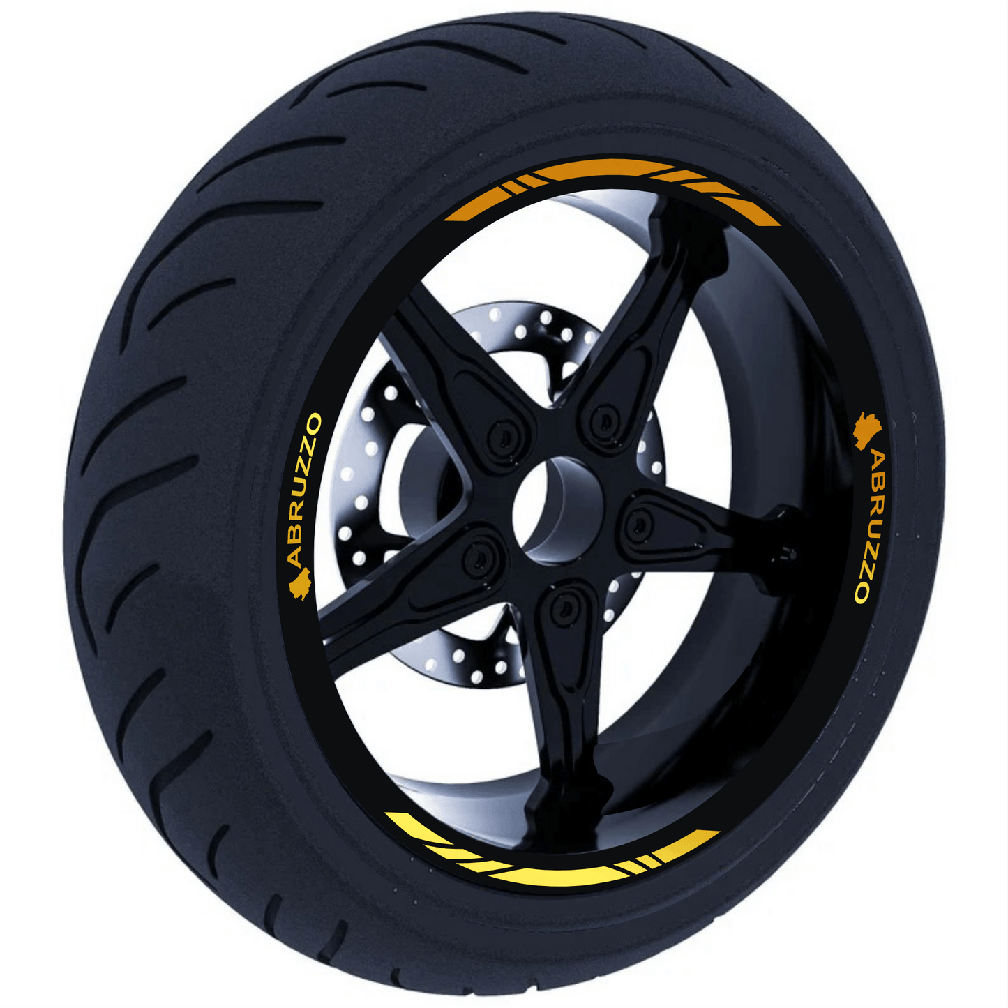 Confezione Adesivi Set Completo di Cerchi Strisce per Moto per 2 Ruote da 17'' pollici strips Design Racing ABRUZZO D0117