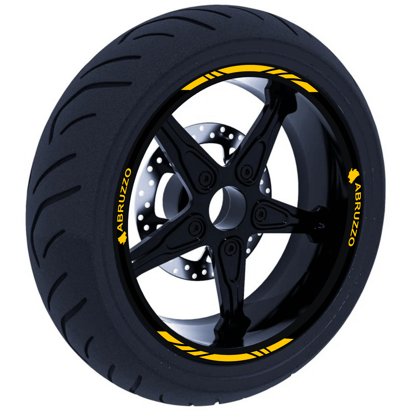 Confezione Adesivi Set Completo di Cerchi Strisce per Moto per 2 Ruote da 17'' pollici strips Design Racing ABRUZZO D0117