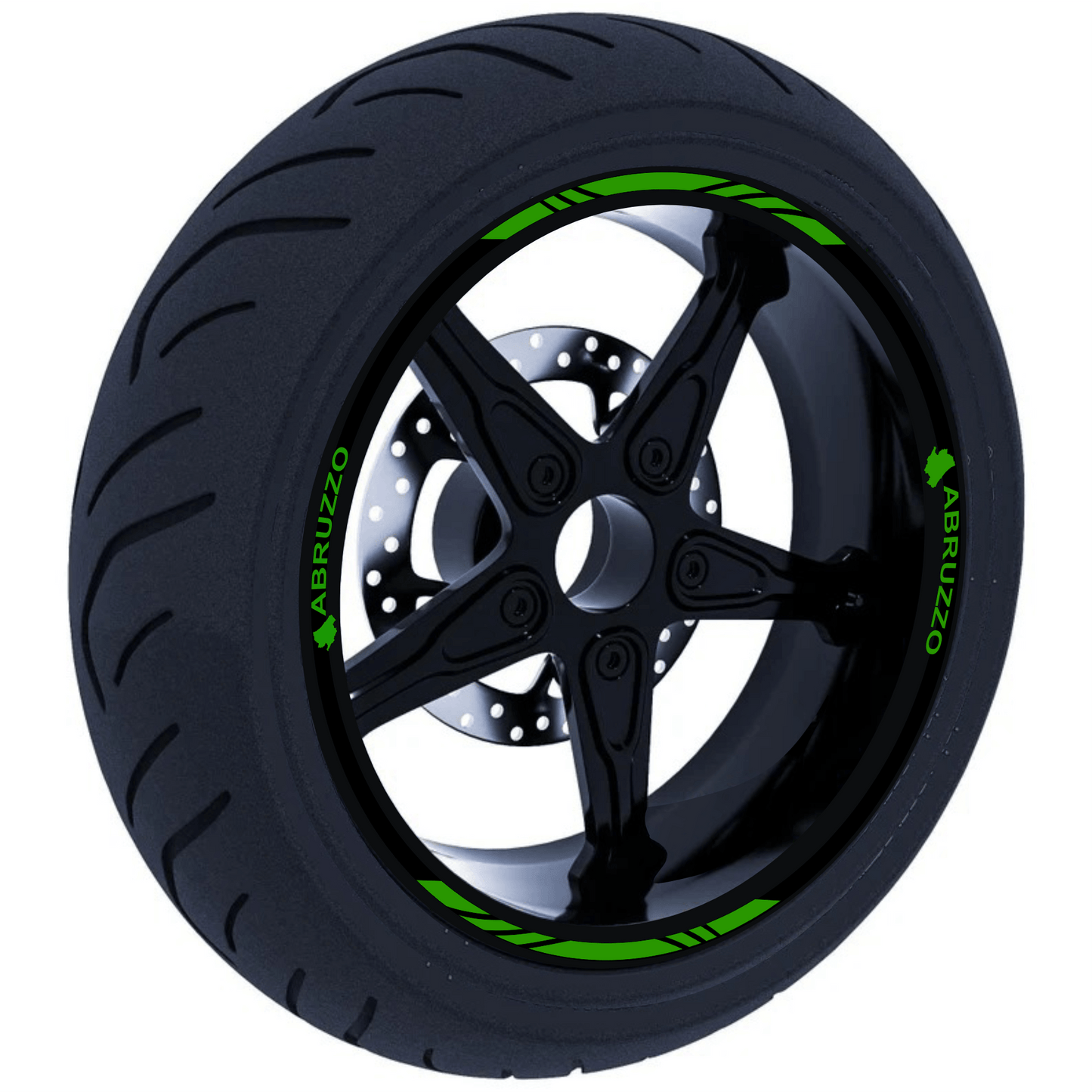 Confezione Adesivi Set Completo di Cerchi Strisce per Moto per 2 Ruote da 17'' pollici strips Design Racing ABRUZZO D0117