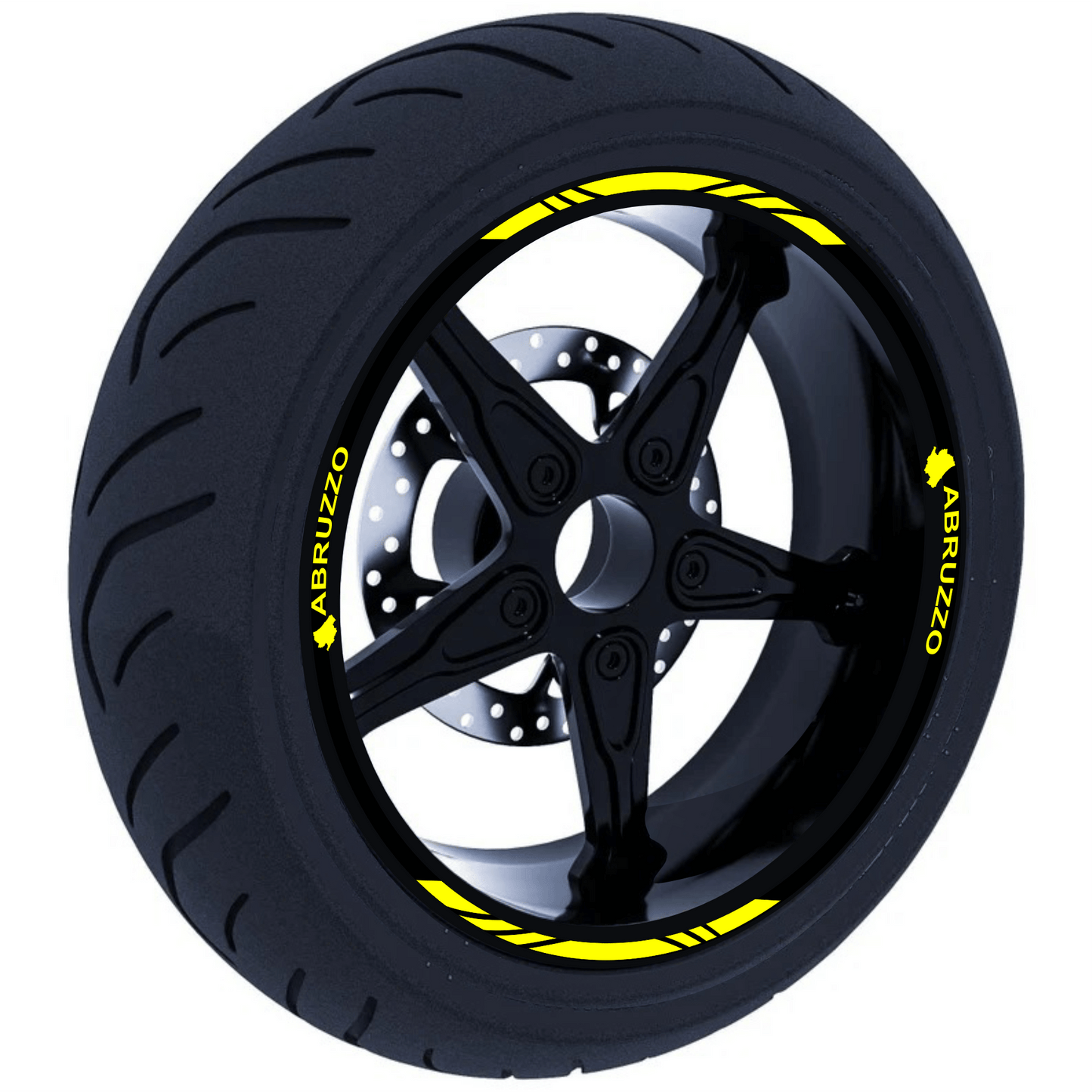 Confezione Adesivi Set Completo di Cerchi Strisce per Moto per 2 Ruote da 17'' pollici strips Design Racing ABRUZZO D0117