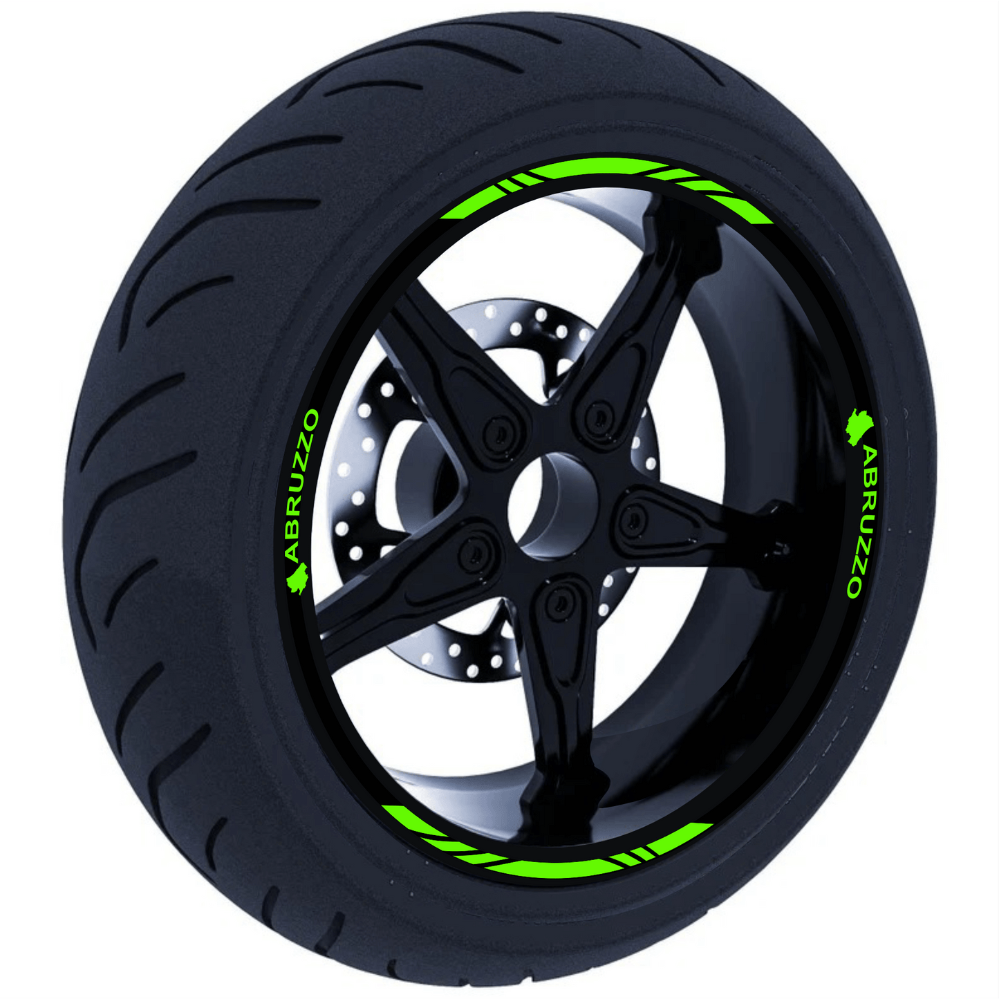 Confezione Adesivi Set Completo di Cerchi Strisce per Moto per 2 Ruote da 17'' pollici strips Design Racing ABRUZZO D0117