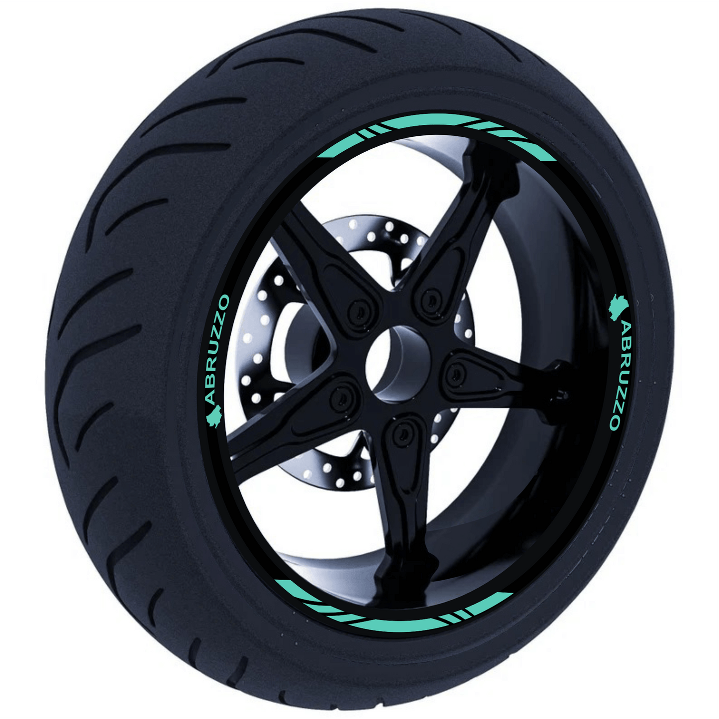 Confezione Adesivi Set Completo di Cerchi Strisce per Moto per 2 Ruote da 17'' pollici strips Design Racing ABRUZZO D0117