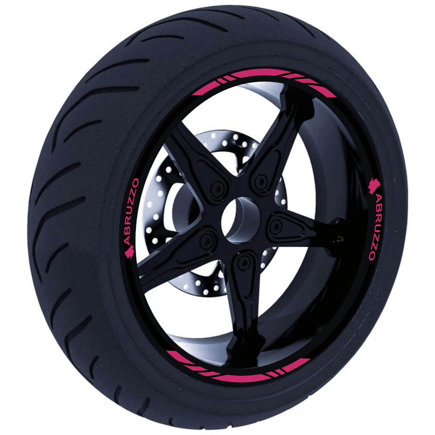 Confezione Adesivi Set Completo di Cerchi Strisce per Moto per 2 Ruote da 17'' pollici strips Design Racing ABRUZZO D0117