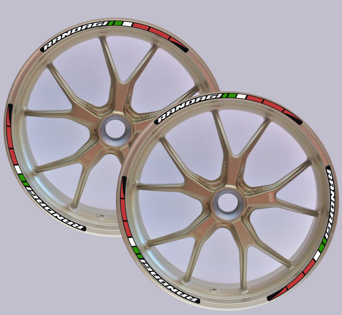 Strisce Adesive Cerchi Moto 17 Pollici BANDIERA ITALIANA – Set per 2 Ruote – Design Racing Bianco Blu e Nero – Resistenti a Pioggia e Sole – Adesivi Ruote Moto Lucidi – Modello D0139