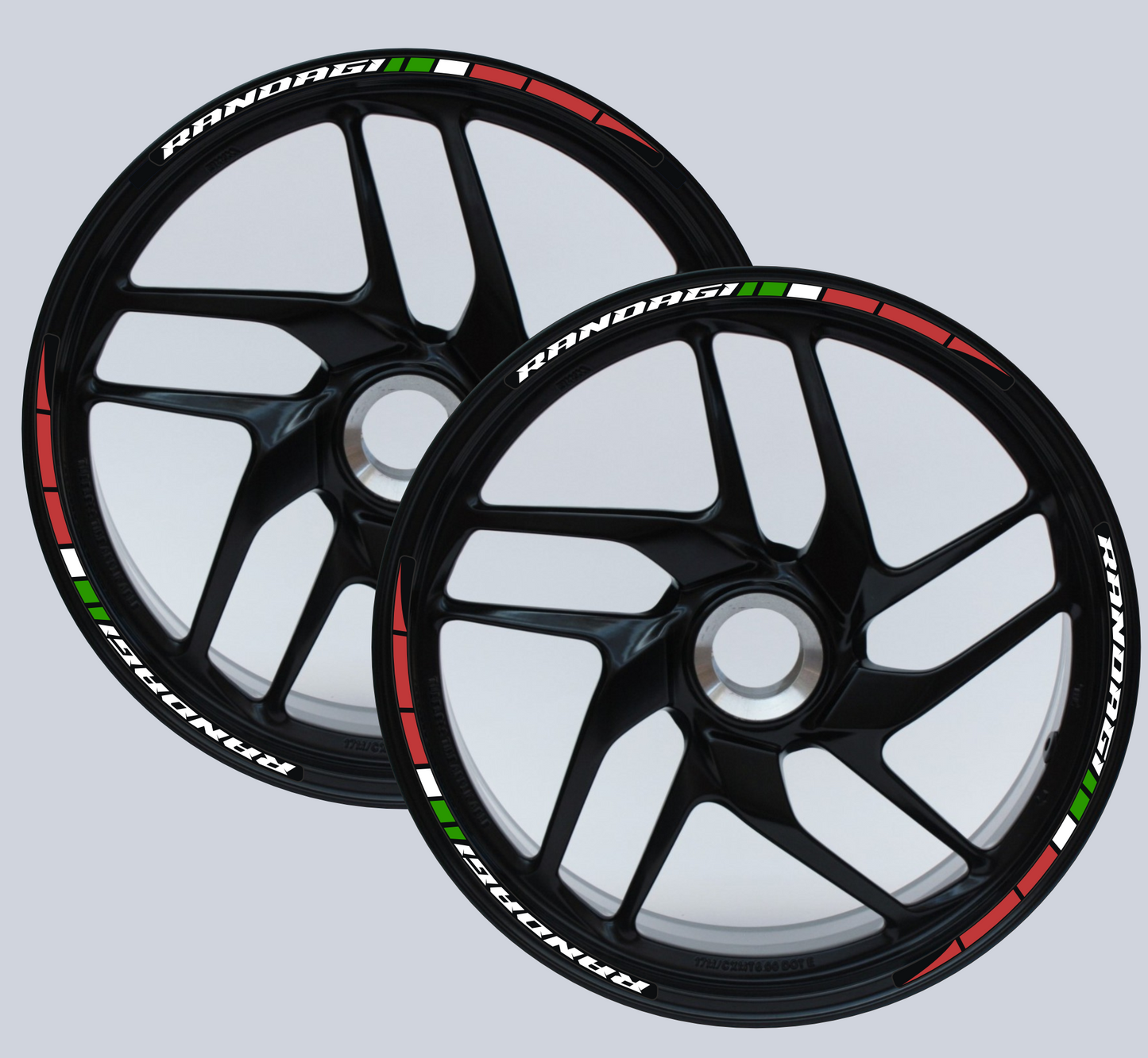 Strisce Adesive Cerchi Moto 17 Pollici BANDIERA ITALIANA – Set per 2 Ruote – Design Racing Bianco Blu e Nero – Resistenti a Pioggia e Sole – Adesivi Ruote Moto Lucidi – Modello D0139