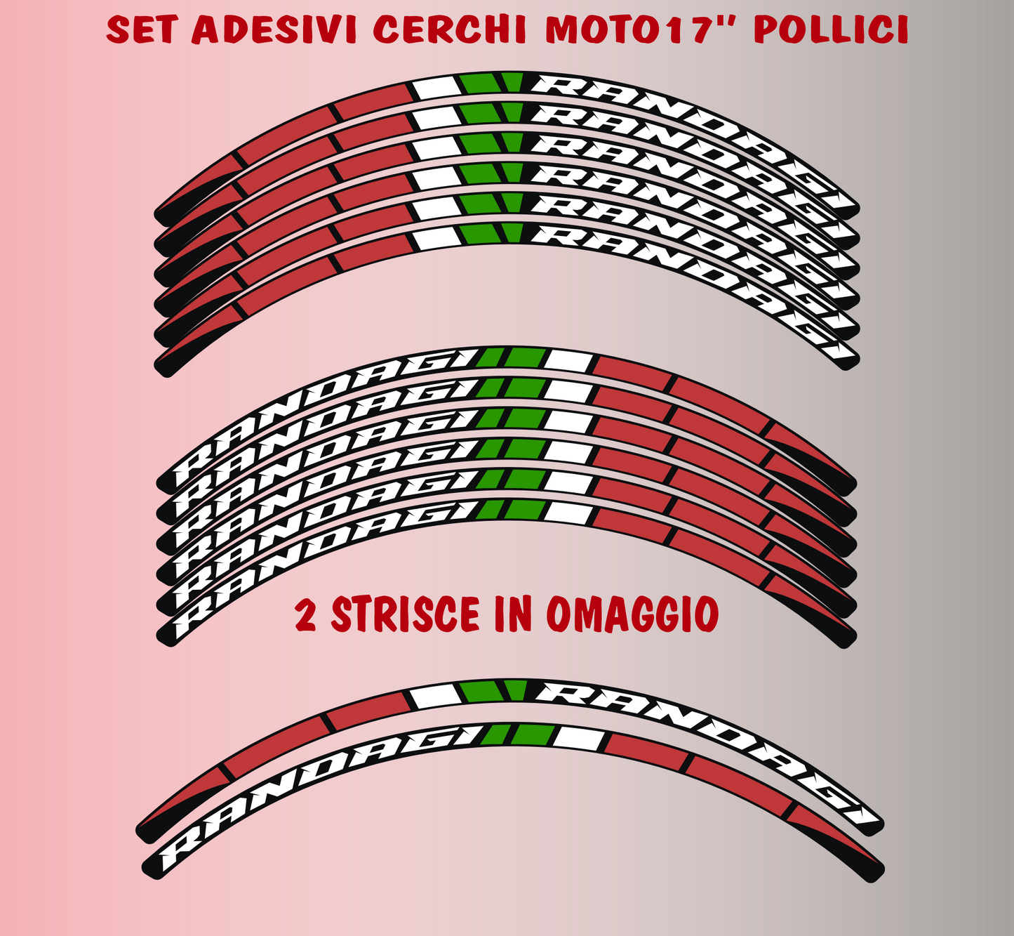 Strisce Adesive Cerchi Moto 17 Pollici BANDIERA ITALIANA – Set per 2 Ruote – Design Racing Bianco Blu e Nero – Resistenti a Pioggia e Sole – Adesivi Ruote Moto Lucidi – Modello D0139