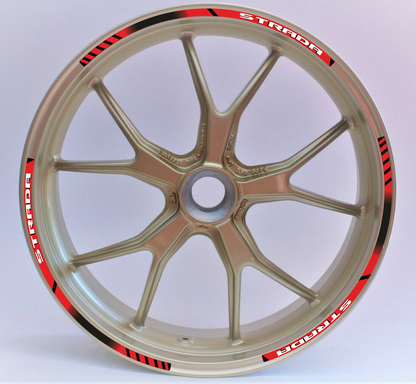 Adesivi Cerchi Moto 17 Pollici – Set 2 Ruote – Design Racing Nero, Rosso e Bianco – Resistenti a Sole e Pioggia – Adesivi Lucidi Ruote Moto D0141