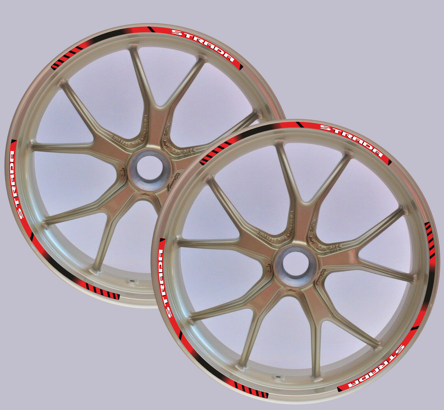 Adesivi Cerchi Moto 17 Pollici – Set 2 Ruote – Design Racing Nero, Rosso e Bianco – Resistenti a Sole e Pioggia – Adesivi Lucidi Ruote Moto D0141
