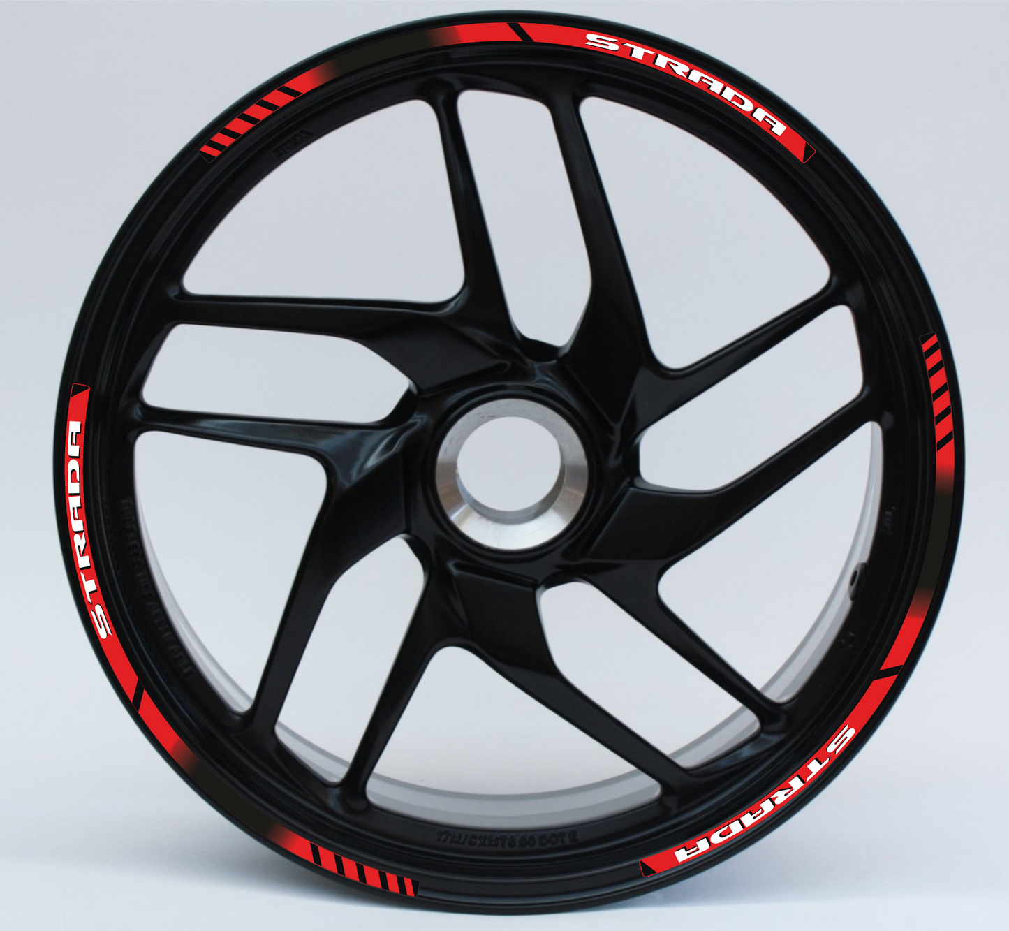 Adesivi Cerchi Moto 17 Pollici – Set 2 Ruote – Design Racing Nero, Rosso e Bianco – Resistenti a Sole e Pioggia – Adesivi Lucidi Ruote Moto D0141