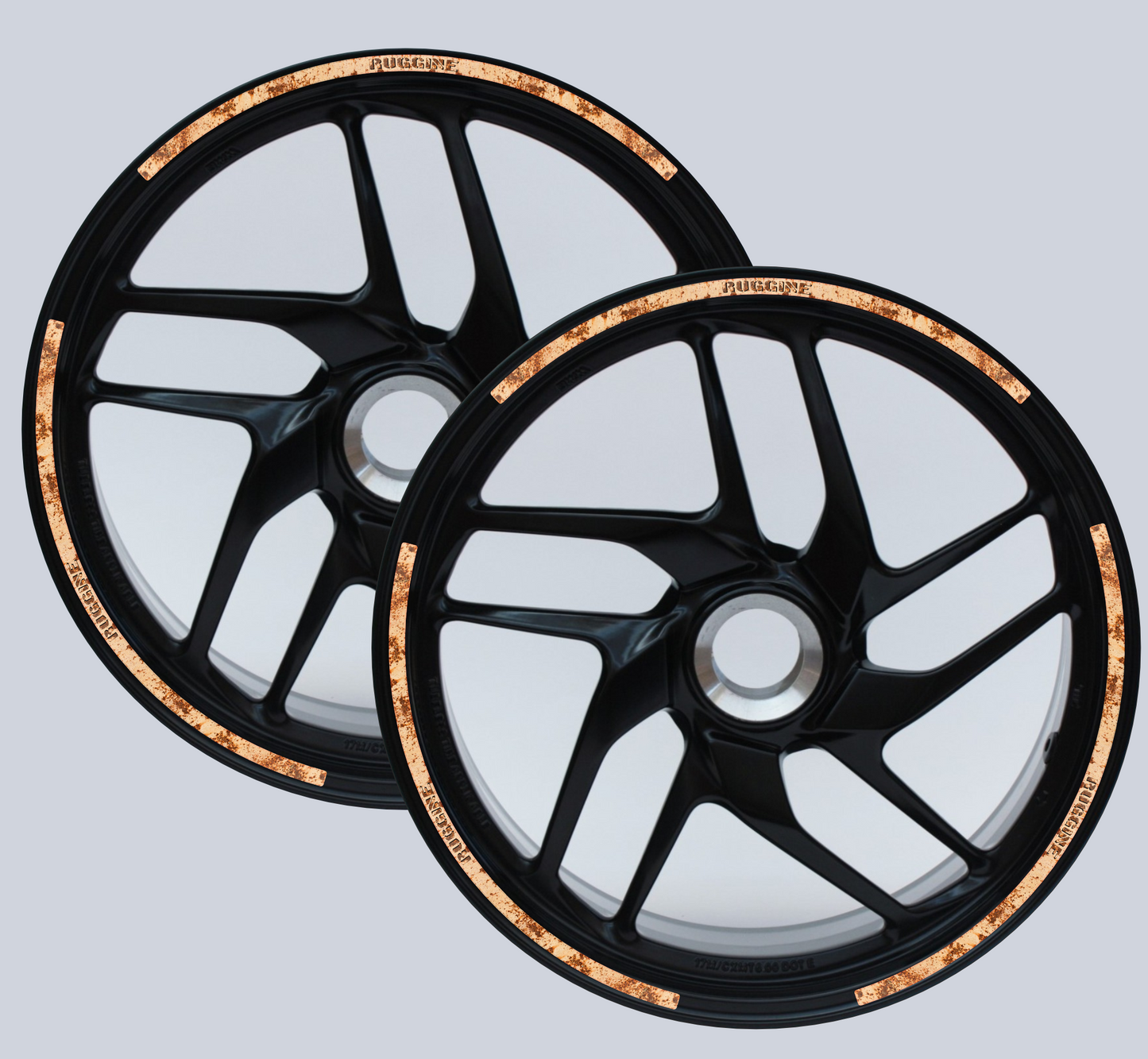 Adesivi Cerchi Moto 17 Pollici – Set 2 Ruote – Design Racing Effetto ruggine – Resistenti a Sole e Pioggia – Adesivi Lucidi Ruote Moto D0142