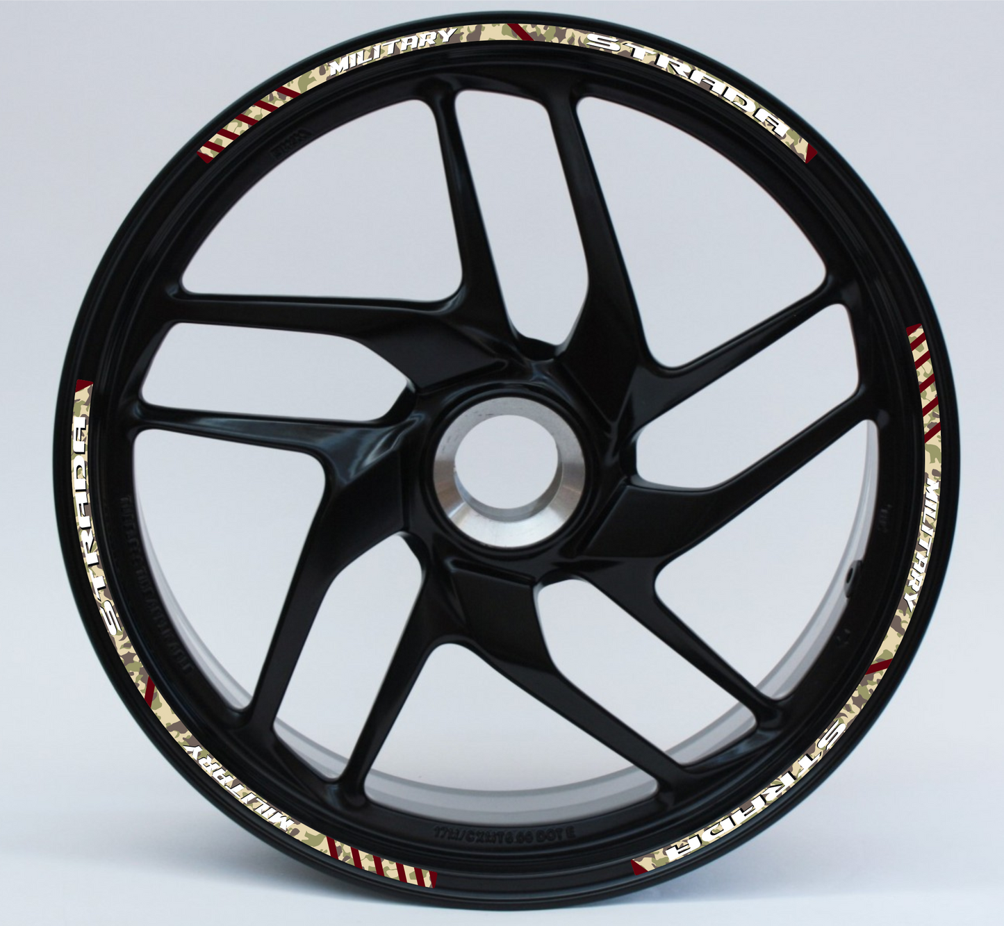 Adesivi Cerchi Moto 17 Pollici – Set 2 Ruote – Design Racing Effetto militare – Resistenti a Sole e Pioggia – rims Adesivi Lucidi Ruote Moto D0144