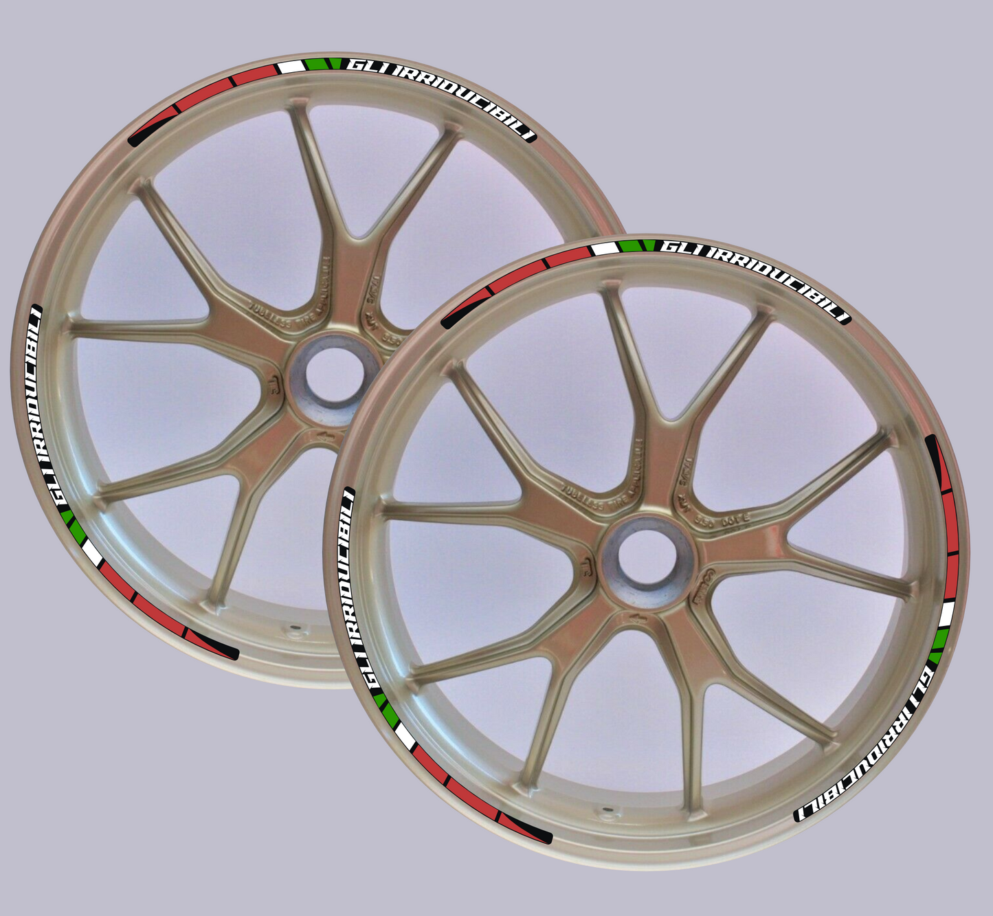 Adesivi Cerchi Moto 17 Pollici – Kit per 2 Ruote BANDIERA ITALIANA– stickers rims Lucidi Resistenti a Sole e Pioggia – Decorazioni per Cerchioni Moto D0145