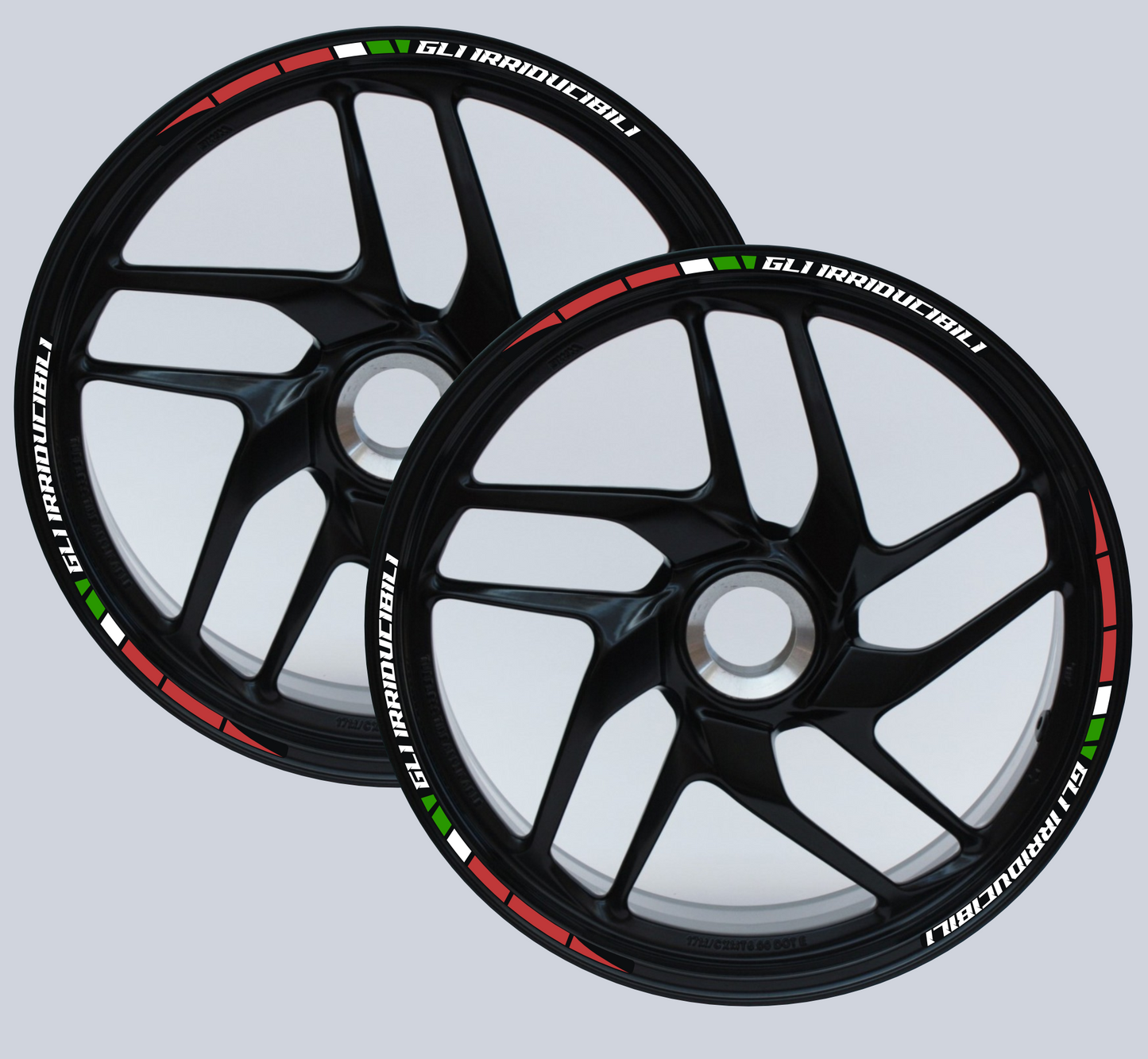 Adesivi Cerchi Moto 17 Pollici – Kit per 2 Ruote BANDIERA ITALIANA– stickers rims Lucidi Resistenti a Sole e Pioggia – Decorazioni per Cerchioni Moto D0145