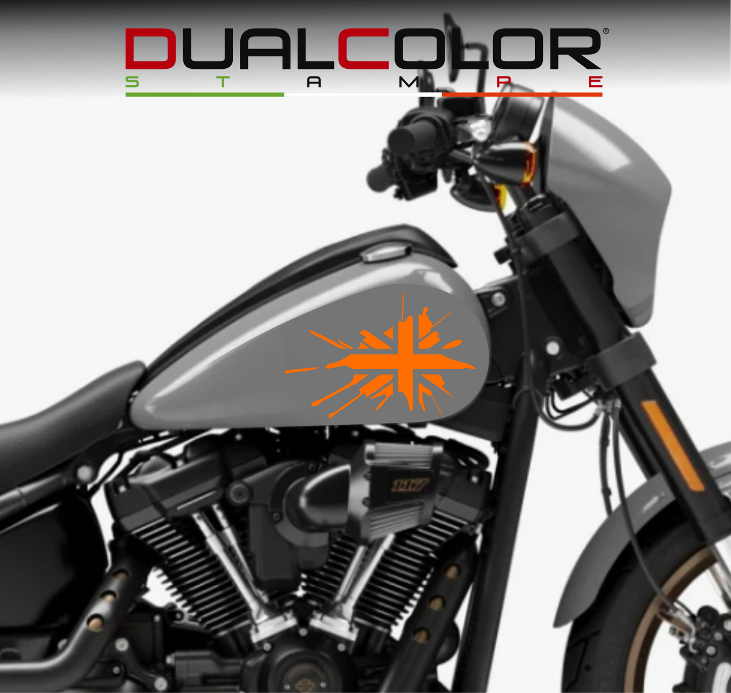 DualColorStampe® Adesivi Compatibili con Harley-Davidson bandiera londinese LONDON serbatoio Set 2 stickers Moto Motorbike COD. M0360
