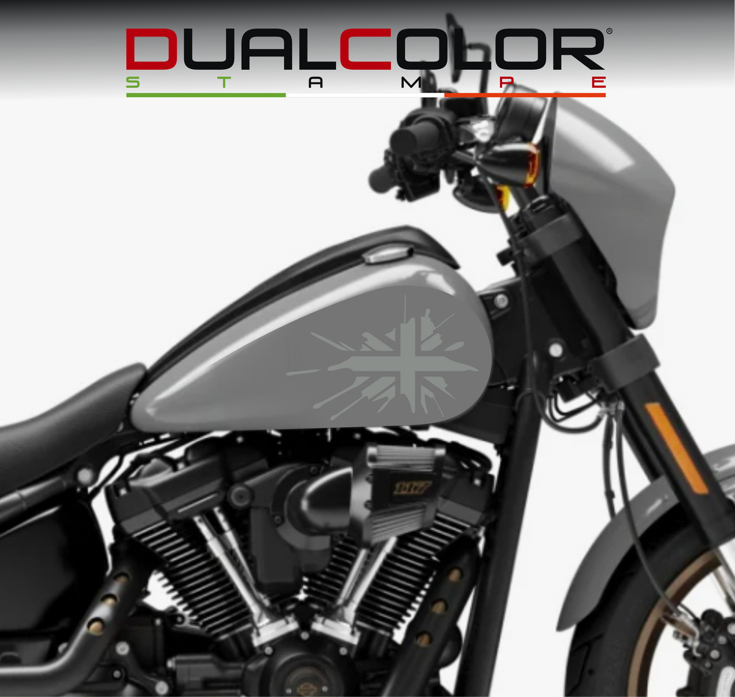 DualColorStampe® Adesivi Compatibili con Harley-Davidson bandiera londinese LONDON serbatoio Set 2 stickers Moto Motorbike COD. M0360