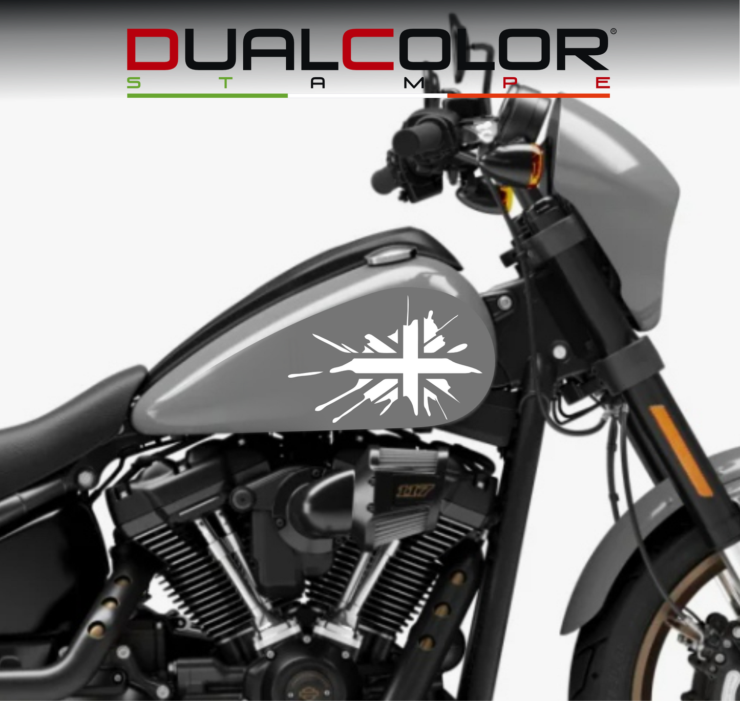 DualColorStampe® Adesivi Compatibili con Harley-Davidson bandiera londinese LONDON serbatoio Set 2 stickers Moto Motorbike COD. M0360