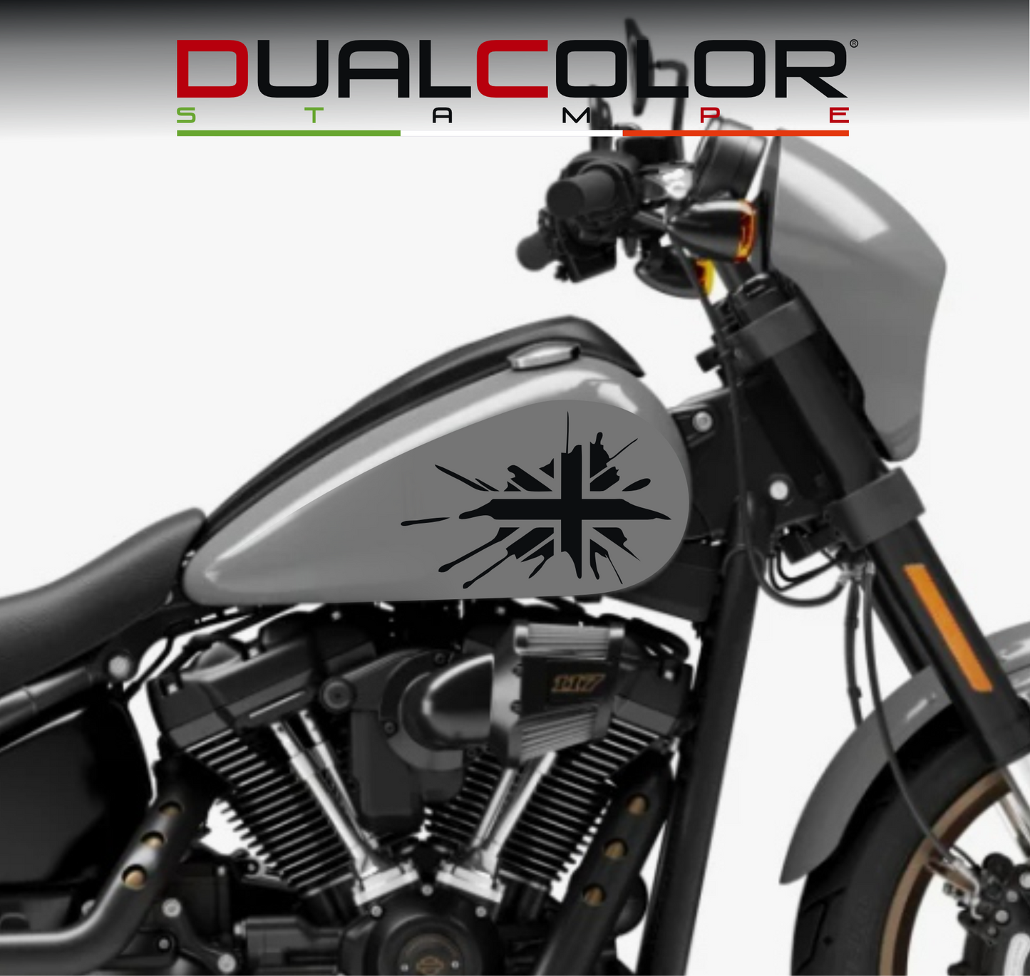 DualColorStampe® Adesivi Compatibili con Harley-Davidson bandiera londinese LONDON serbatoio Set 2 stickers Moto Motorbike COD. M0360
