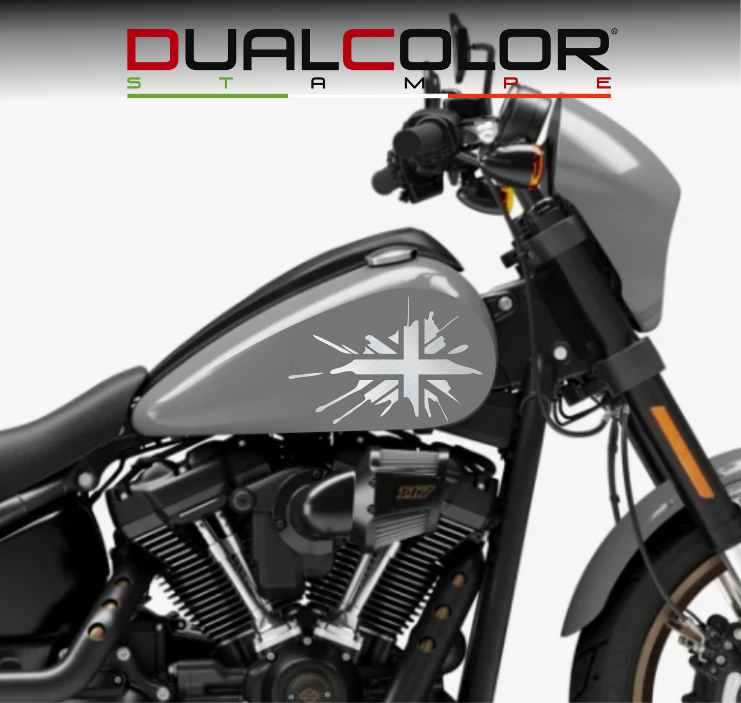 DualColorStampe® Adesivi Compatibili con Harley-Davidson bandiera londinese LONDON serbatoio Set 2 stickers Moto Motorbike COD. M0360