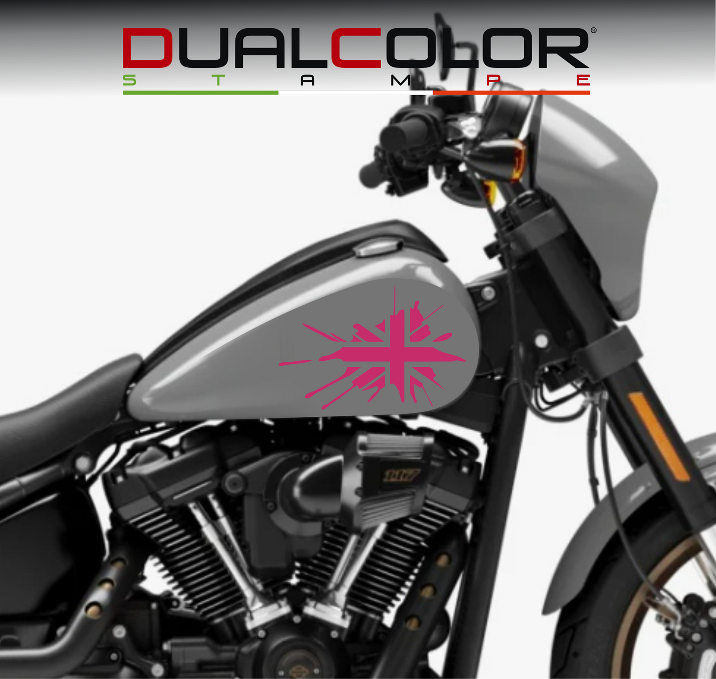 DualColorStampe® Adesivi Compatibili con Harley-Davidson bandiera londinese LONDON serbatoio Set 2 stickers Moto Motorbike COD. M0360