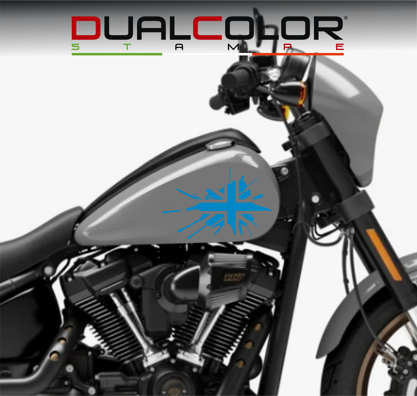 DualColorStampe® Adesivi Compatibili con Harley-Davidson bandiera londinese LONDON serbatoio Set 2 stickers Moto Motorbike COD. M0360